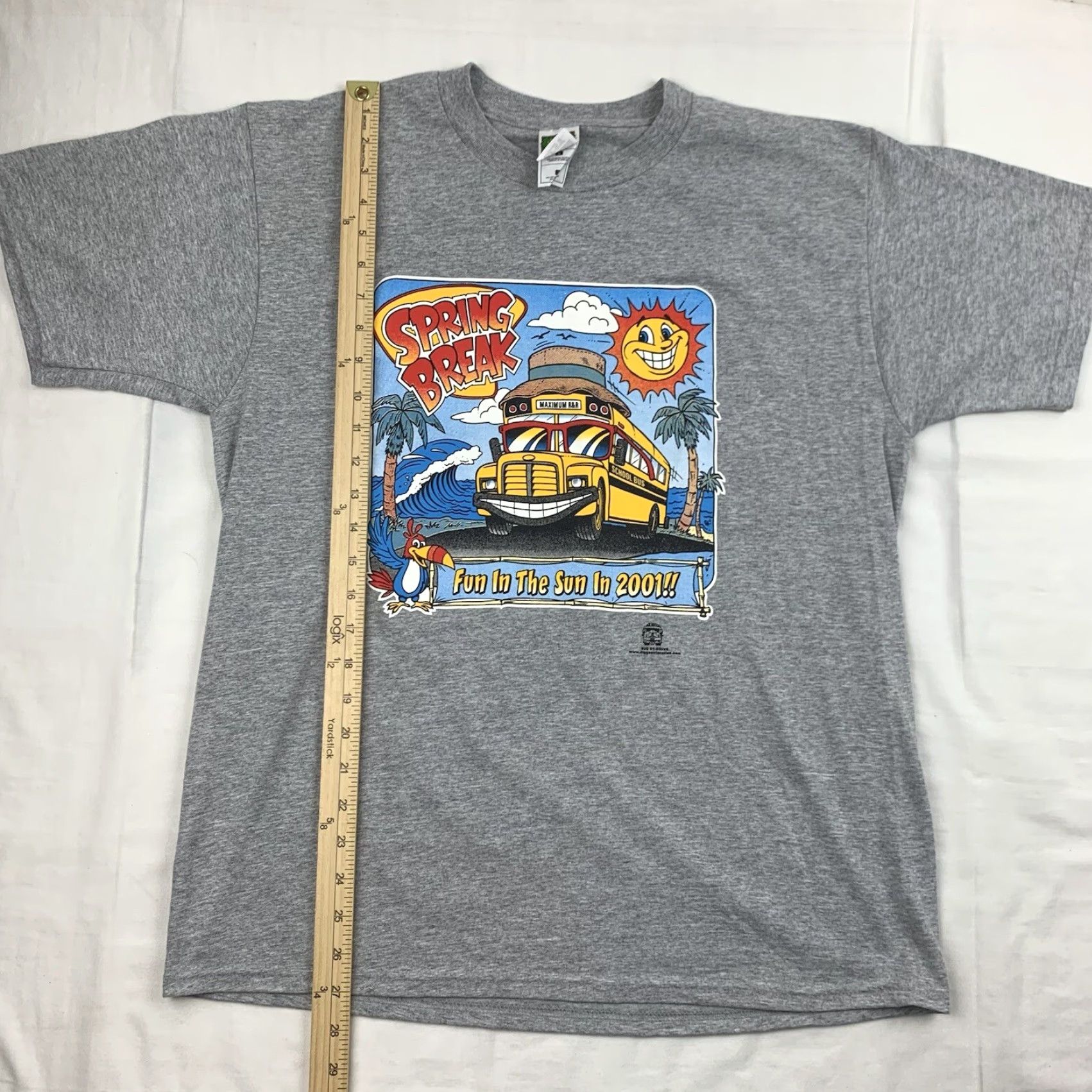 Fruit Of The Loom VINTAGE Fruit of the Loom Shirt Adult Large Gray 2001 Spring Break Cartoon America Mens Size US L / EU 52-54 / 3 - 4 Thumbnail