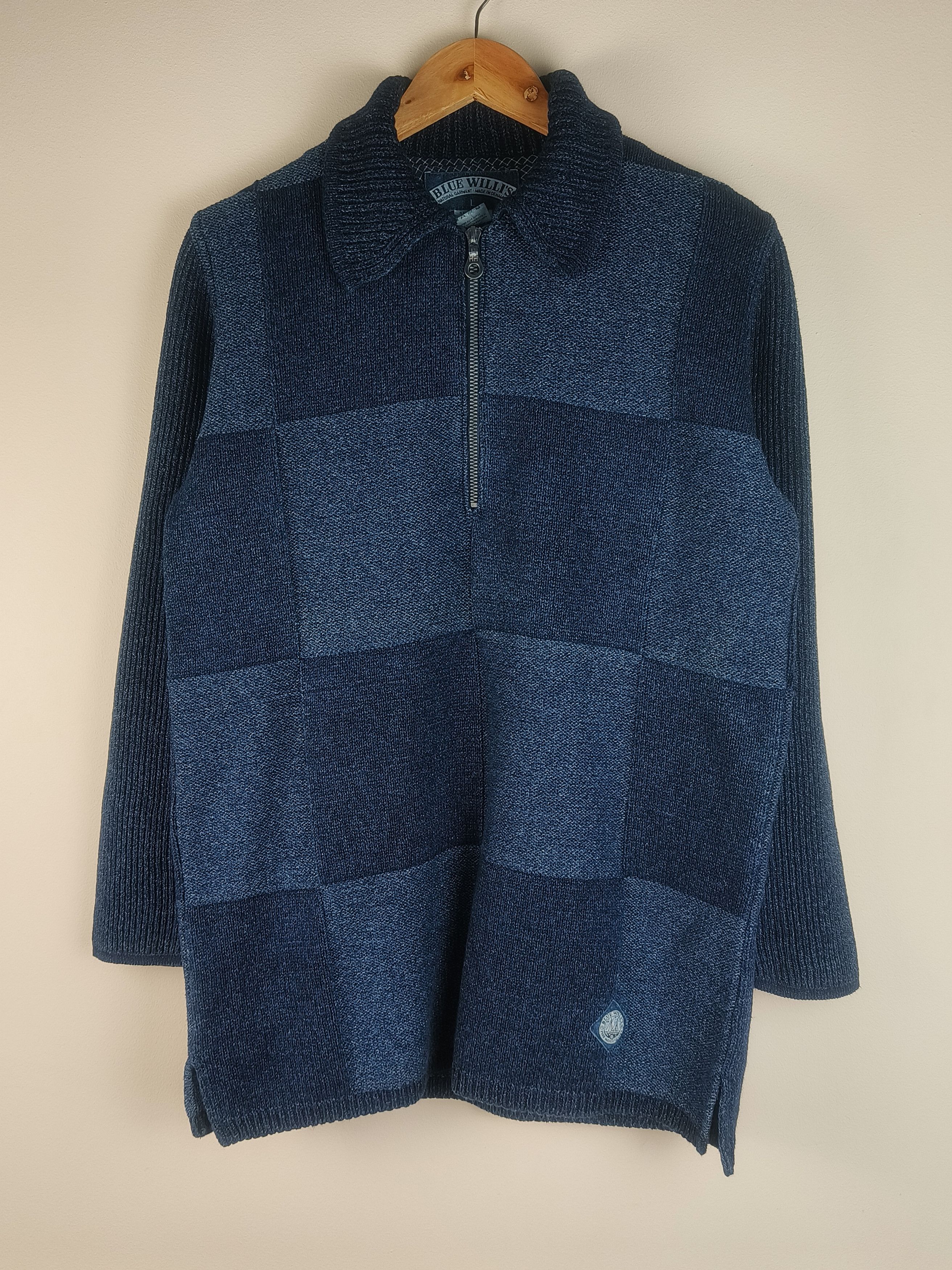 Vintage Blue Willi's Quarter-Zip Sweater Cotton Knit Pullover Size US L / EU 52-54 / 3 - 1 Thumbnail