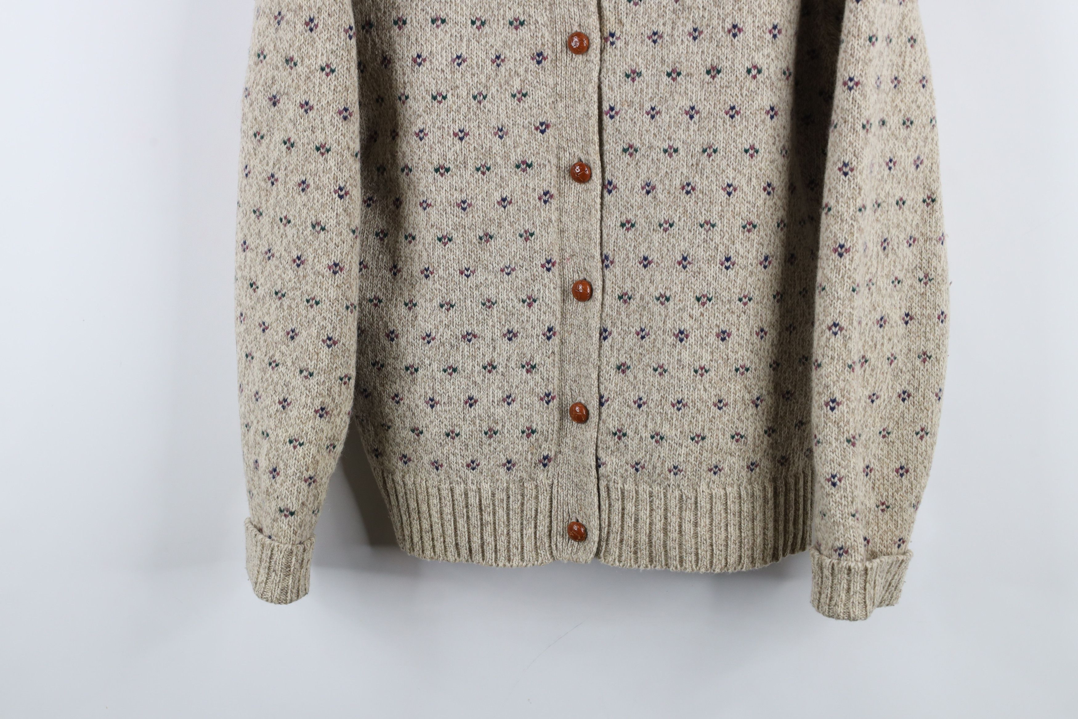 Eddie Bauer × Vintage Vintage 90s Eddie Bauer Geometric Wool Knit Cardigan Sweater Size M / US 6-8 / IT 42-44 - 3 Thumbnail