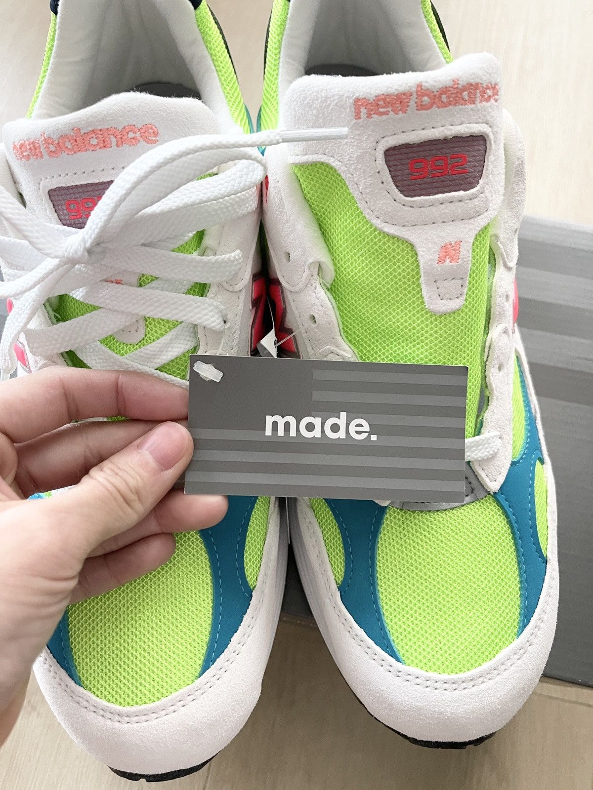 New Balance RARE! New Balance 992 Made in USA White Neon - Size 12 Size US 12 / EU 45 - 4 Thumbnail