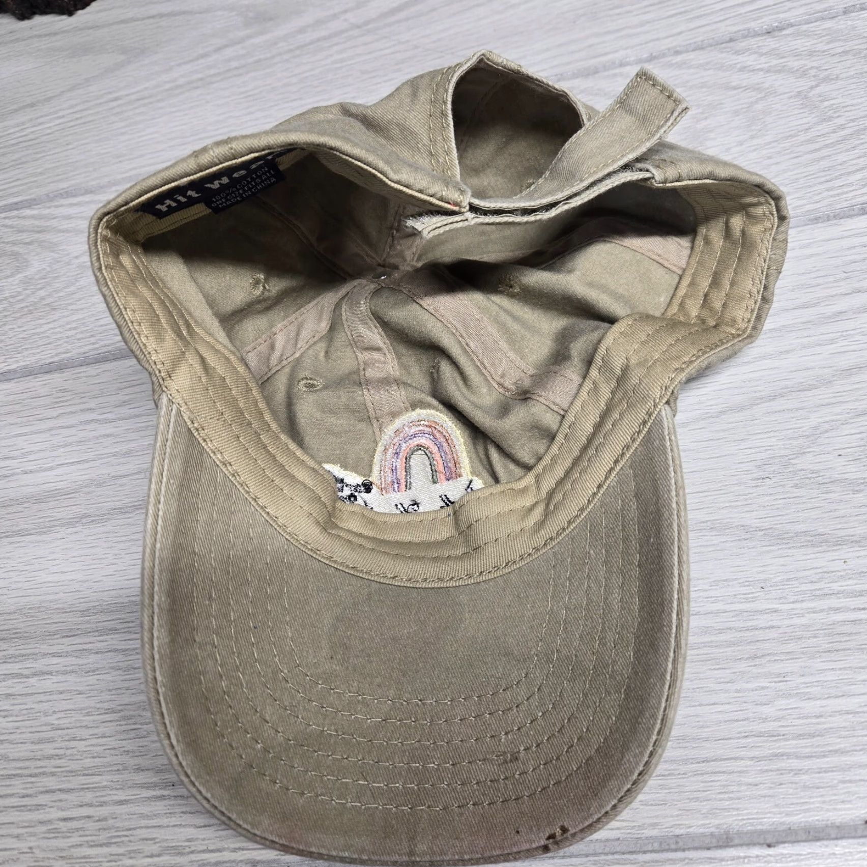 Rainbow Beige Hat Ball Cap Adult One Size Adjustable Rainbow Tan Beige Let It Be Peace Character Baseball Cap Womens Hat Size ONE SIZE - 6 Thumbnail