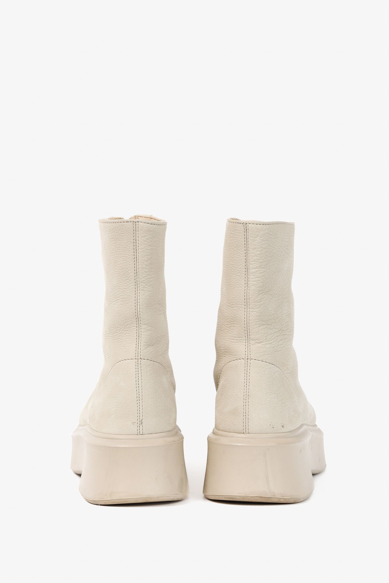 The Row The Row Beige Leather Platform Zipped Boot Size US 9.5 / IT 39.5 - 3 Thumbnail