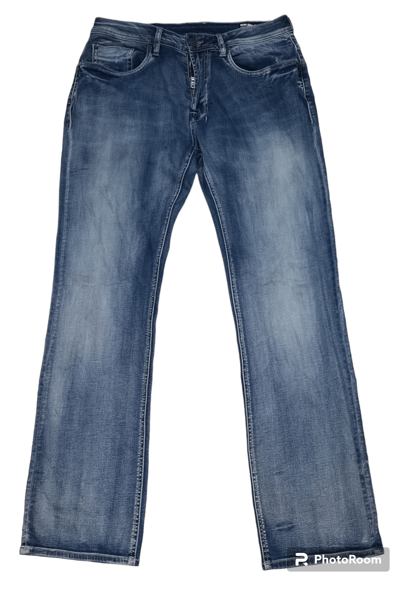 image of Archival Clothing x Buffalo David Bitton Straight Stretch Six-X Sand Wash Jeans in Indigo (Size 34)
