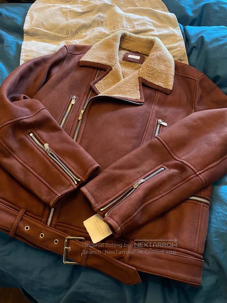 Brunello Cucinelli Brunello Cucinelli Shearling leather jacket, lamb leather Size US M / EU 48-50 / 2 - 3 Thumbnail