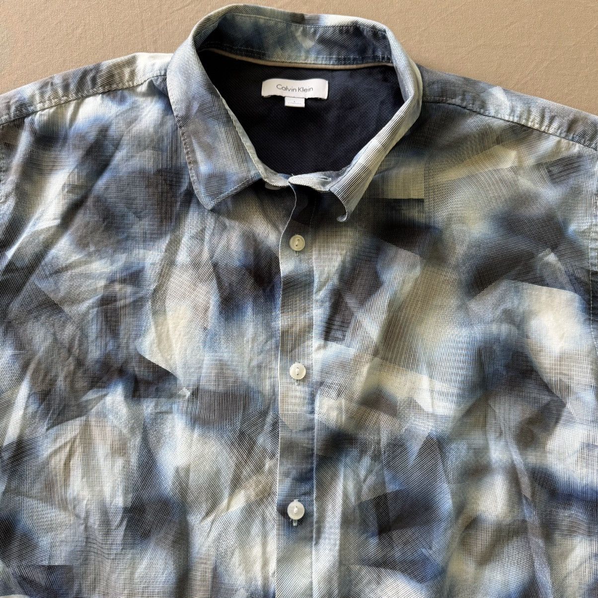 Calvin Klein Calvin Klein Short Sleeve Marbled Stretch Cotton Shirt Size US L / EU 52-54 / 3 - 4 Thumbnail
