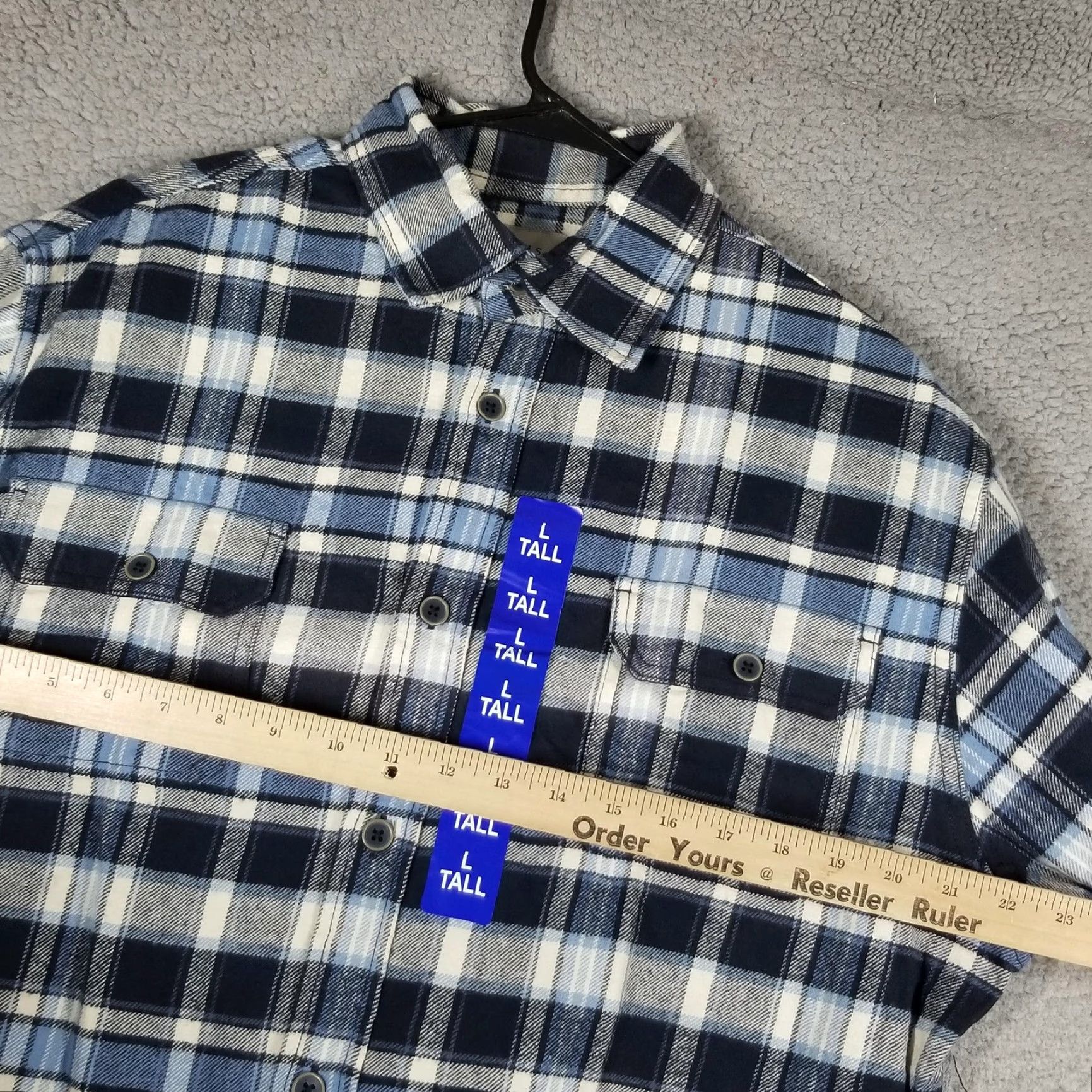 Vintage JACHS Flannel Shirt Mens LT Large Tall Blue Navy Plaid Long Sleeve Button Front Mens Lounging Casual Shirt Size US L / EU 52-54 / 3 - 6 Thumbnail