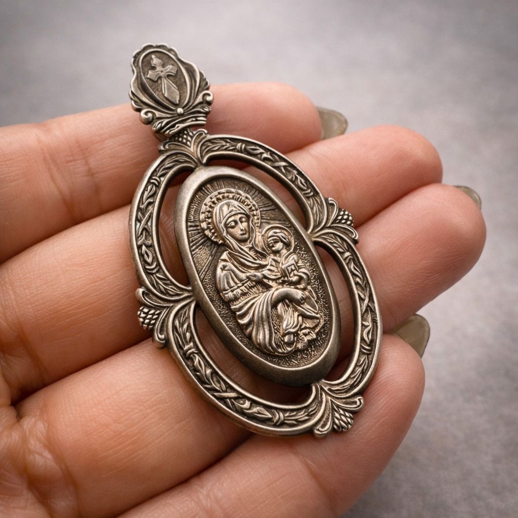 Vintage Vintage Sterling Silver 925 Mary & Child Pendant 10.4g Size ONE SIZE - 10 Thumbnail