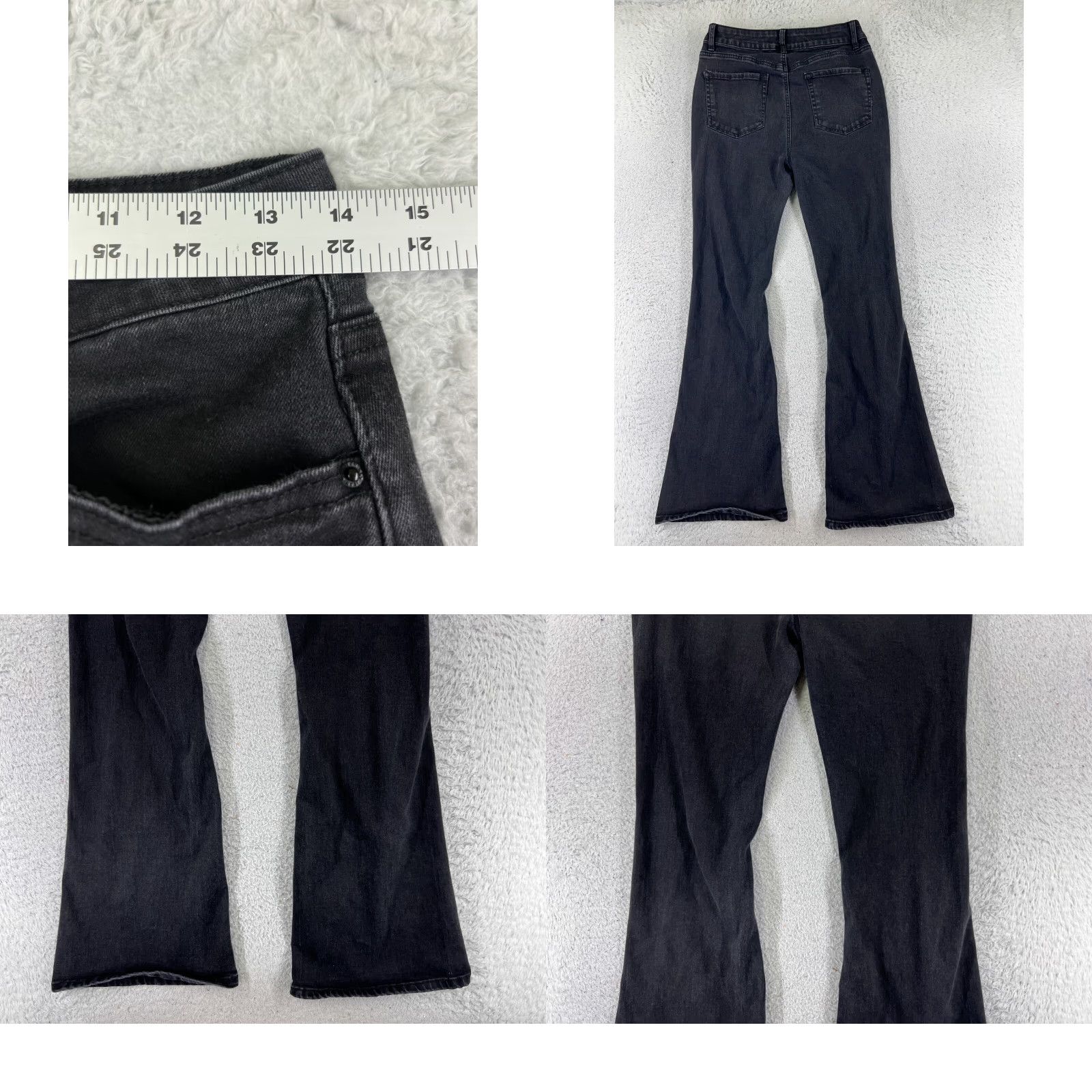 Vintage Wax Jeans PANTS Women 26x30 Black Denim High Rise Flared Distressed Cotton Blend Stretch 5-Pocket Design Regular Fit 30 in Inseam Denim Jeans Women's Size 26" / US 2 / IT 38 - 9 Thumbnail