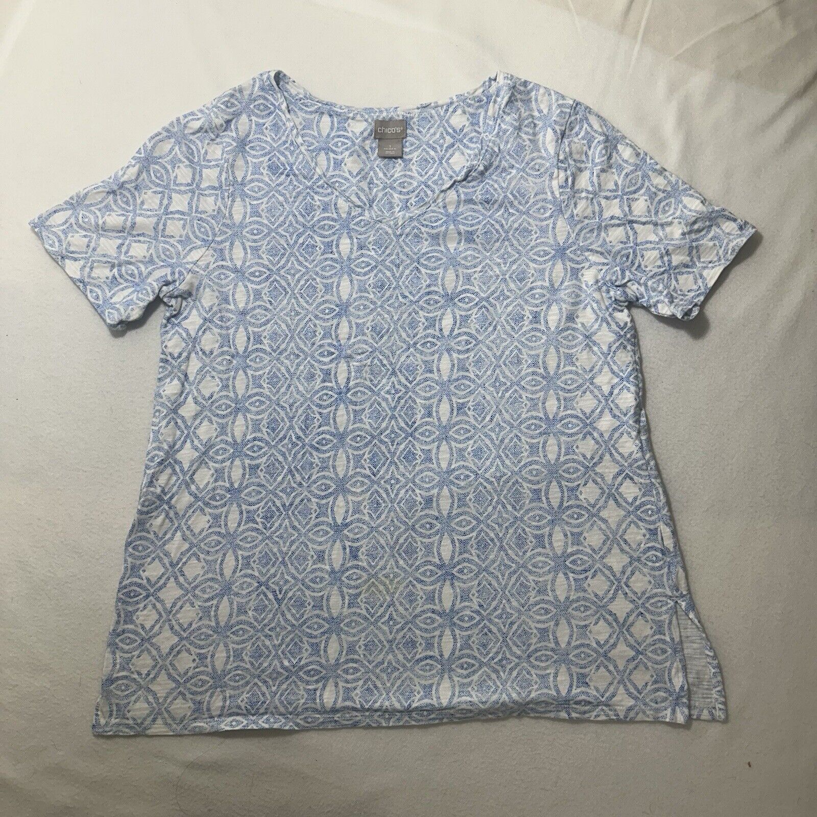 Chicos Chico’s Medium Short Sleeve T Shirt V Neck Top Light Blue Size M / US 6-8 / IT 42-44 - 1 Thumbnail