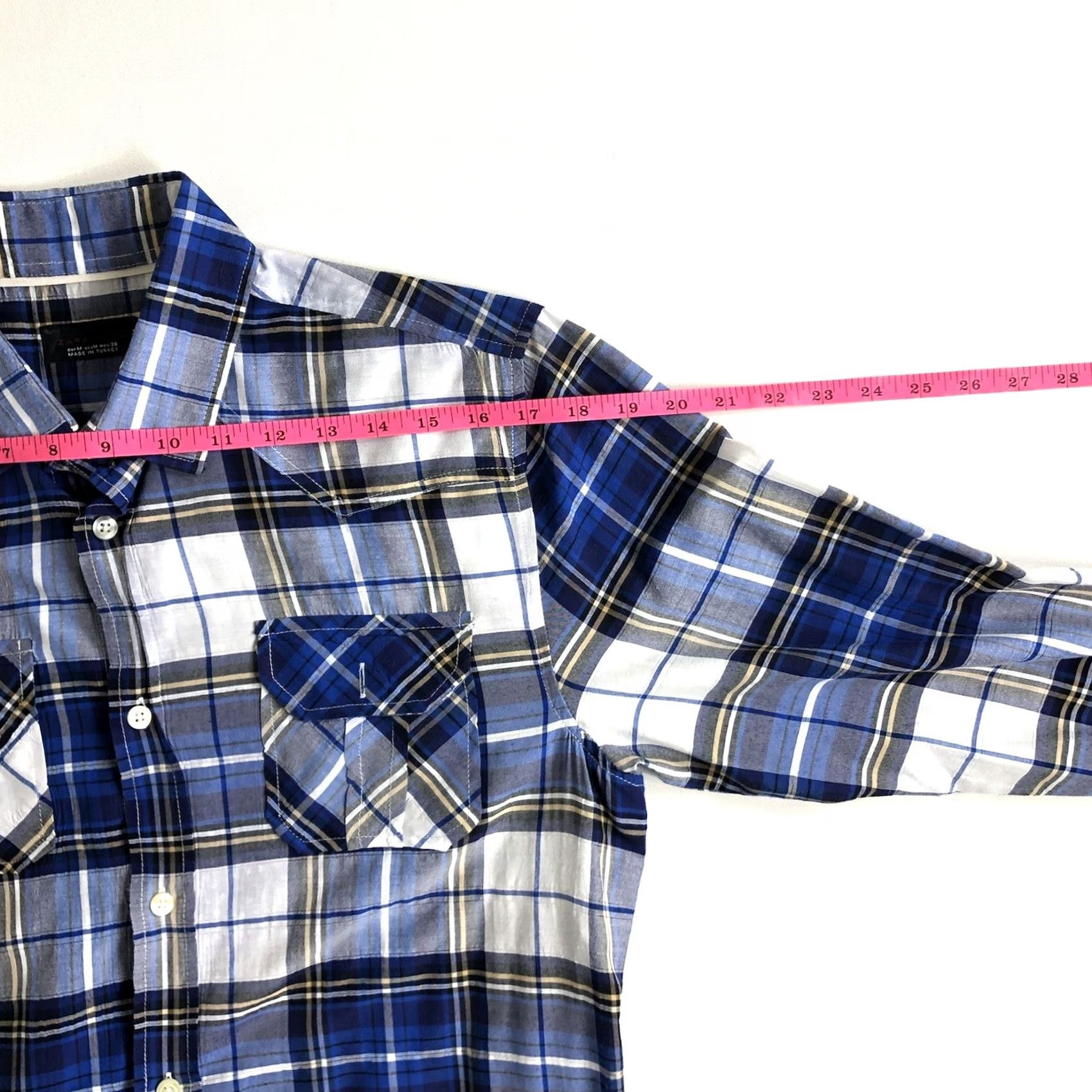 Zara Zara Man Casual Long Sleeve Blue Plaid Shirt Men's Size Medium Size US M / EU 48-50 / 2 - 5 Thumbnail