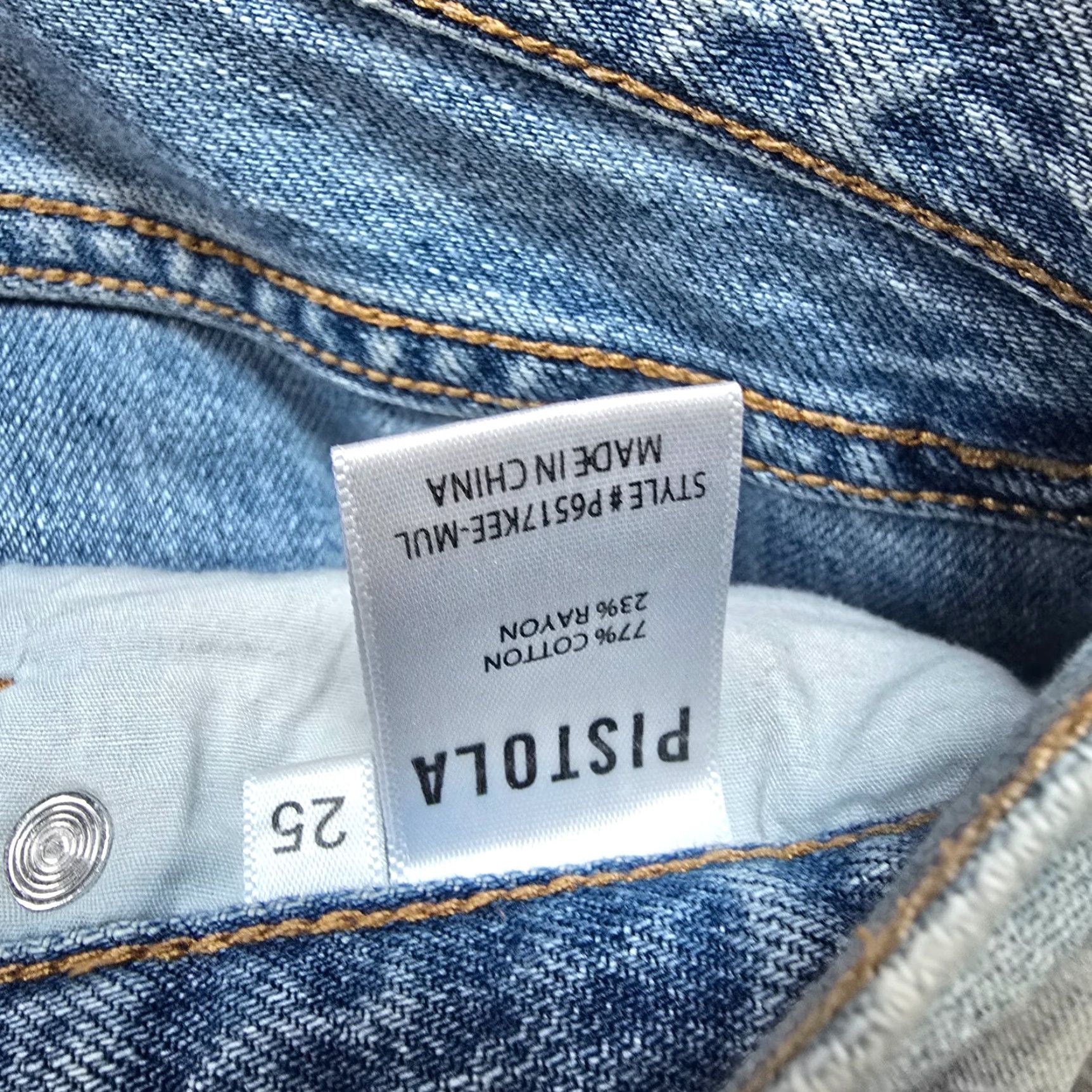Pistola Pistola Jeans Womens 25 Blue Straight Jeans Distressed Grunge 5-Pocket Denim Wide Leg Colorblocked Regular Car Size 42" / US 20 - 6 Thumbnail