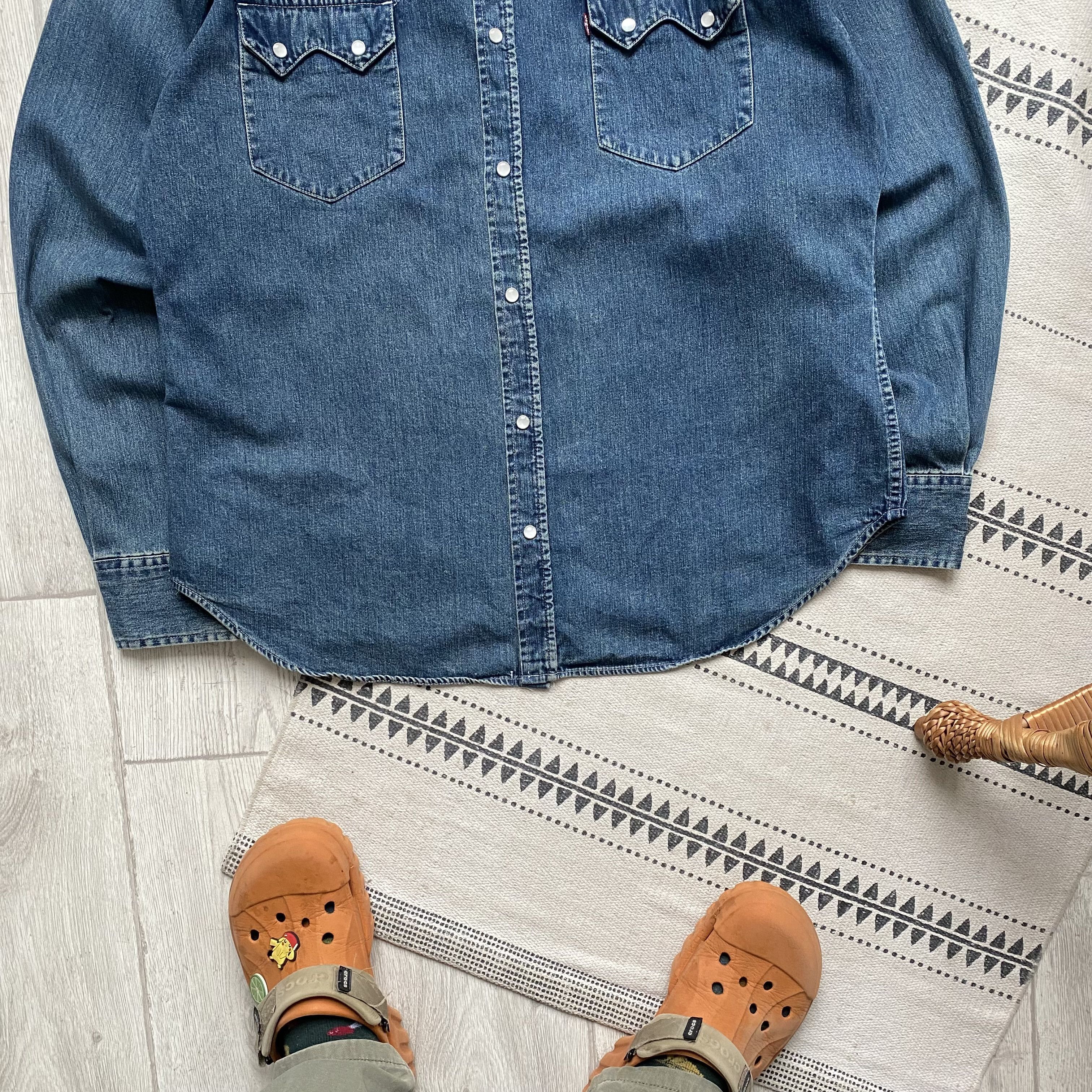 Cowboy Equipment 👔 Vintage Levis Denim shirt Western Cowboy Diesel Wrangler Size US XL / EU 56 / 4 - 3 Thumbnail