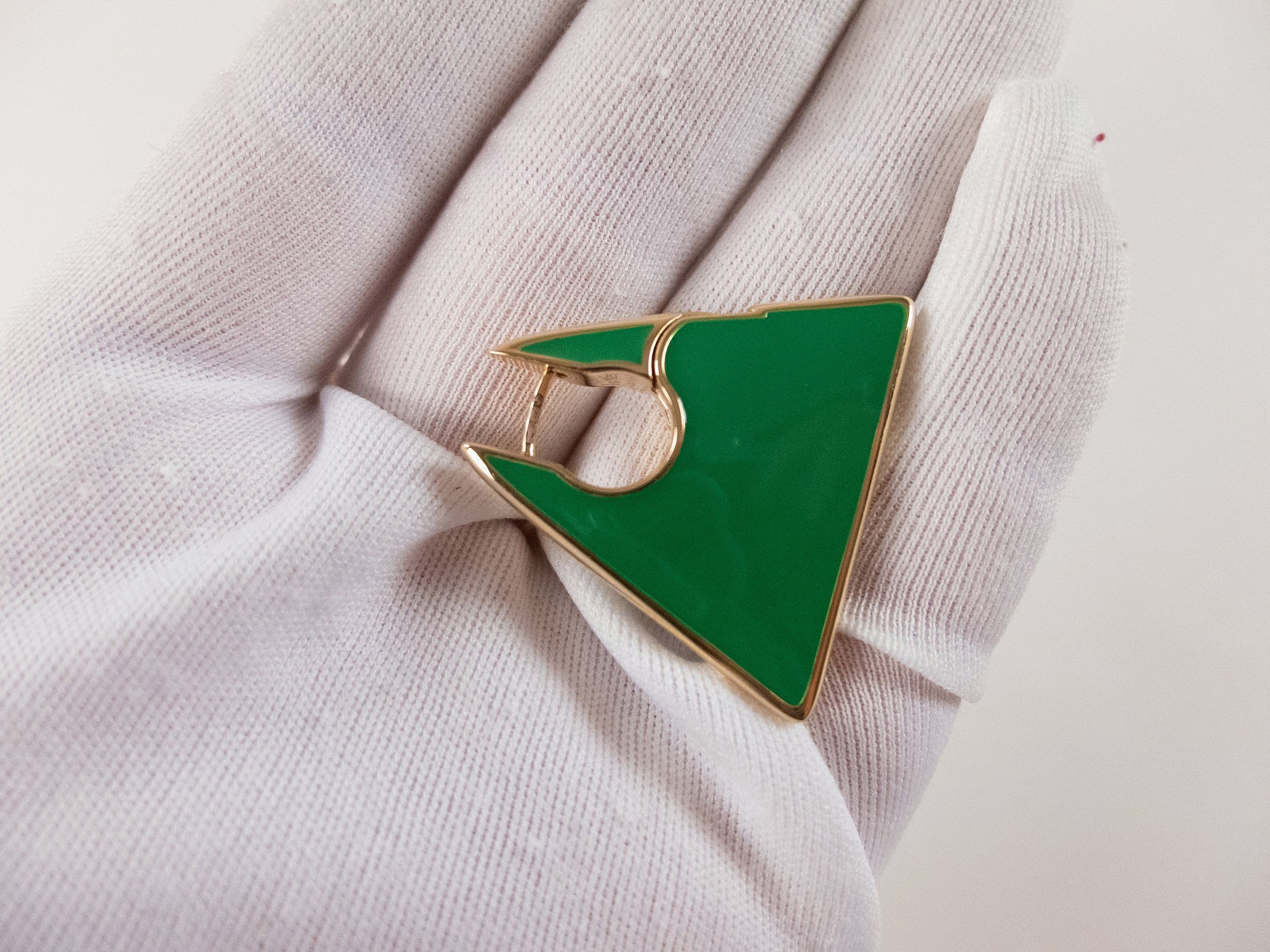 Bottega Veneta BOTTEGA VENETA green Triangle enamel & silver earrings q Size ONE SIZE - 5 Thumbnail