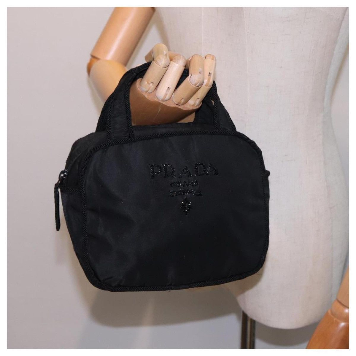 Prada Authentic PRADA Hand Bag Nylon Black Size ONE SIZE - 7 Thumbnail
