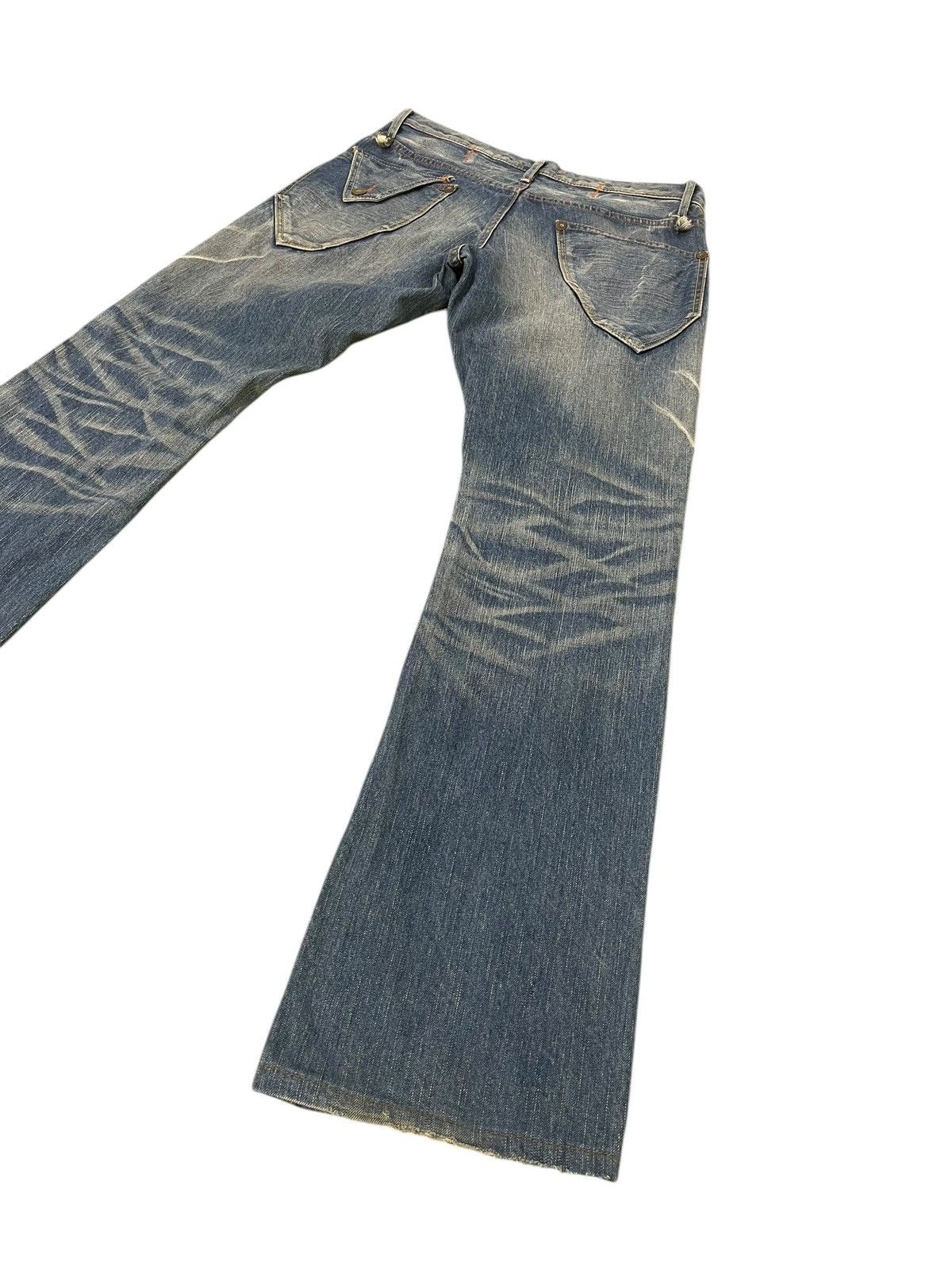 Japanese Brand Flare Jeans Blue Way Faded Distress Low Rise Boot Cut 1🟦2 Size US 32 / EU 48 - 13 Thumbnail