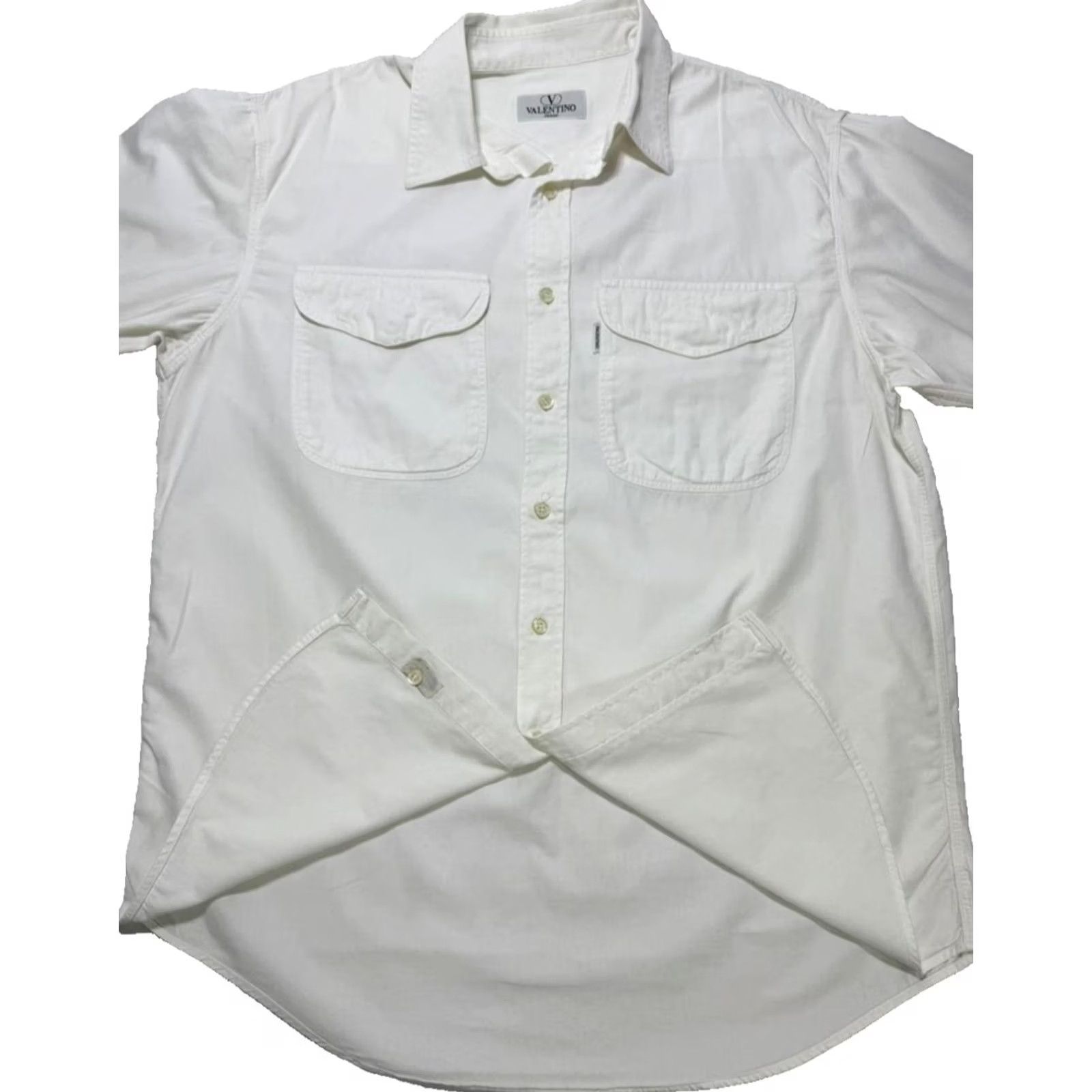 Valentino Valentino Button-Up Shirt Mens White Cotton Denim Long Sleeve - Size M, Casual, Fall/Spring/Summer, Regular Fit, Vintage No Size US M / EU 48-50 / 2 - 4 Thumbnail