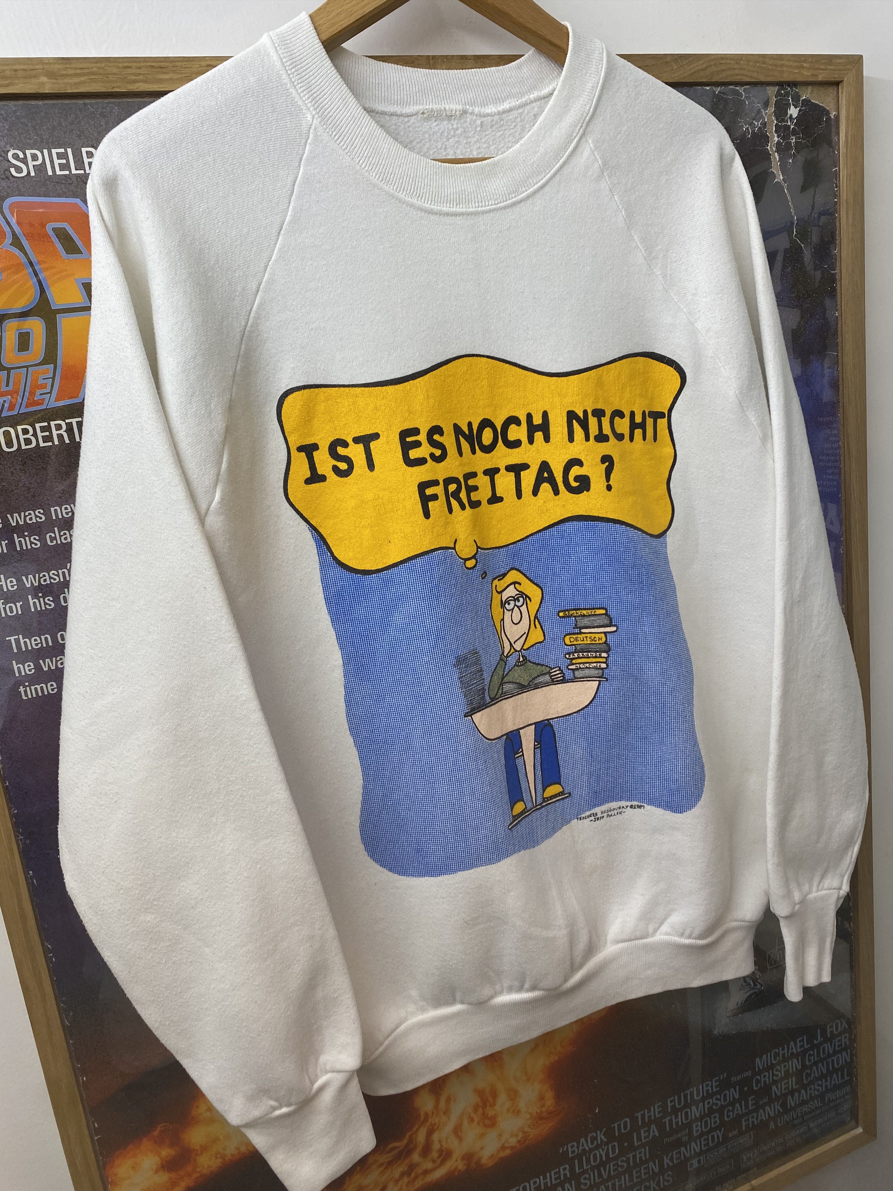 Vintage 1989 Jeff Polak Teachers Discovery German Cartoon Jumper Size US L / EU 52-54 / 3 - 5 Thumbnail