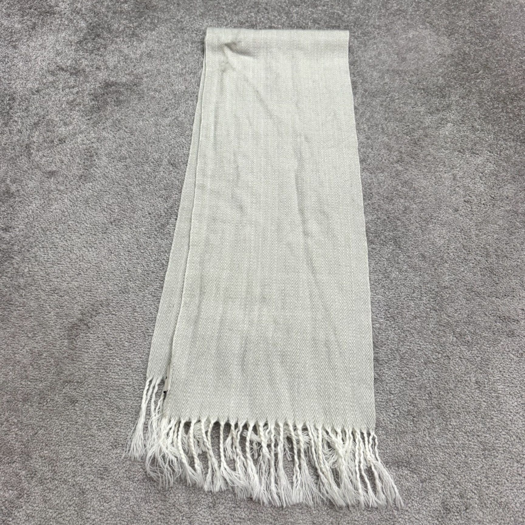 Vintage Kanata Scarf Women Knit Herringbone Gray Fringe Neck Warmer Infinity Wool Acrylic Classic 65 in Winter Size ONE SIZE - 2 Thumbnail