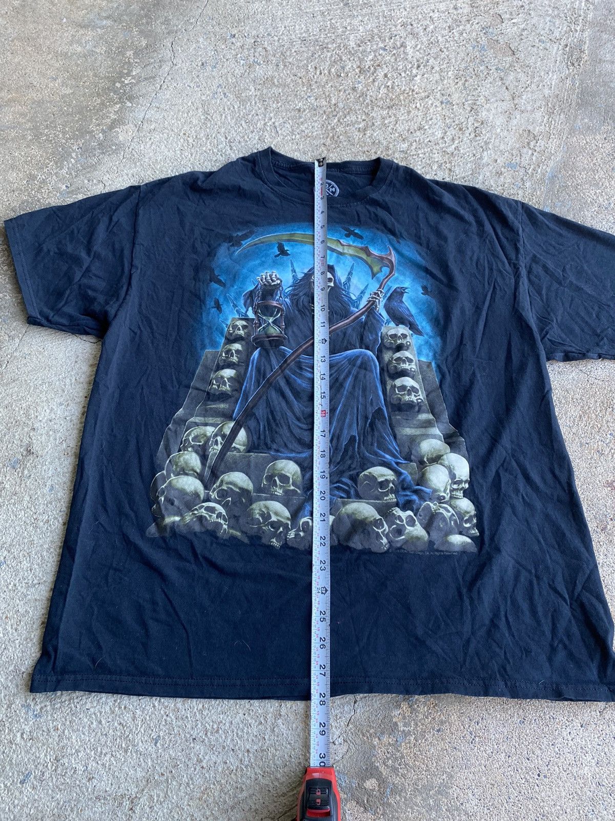 Japanese Brand × Vintage Vintage Y2K Style Reaper Skull Goth Shirt Size US L / EU 52-54 / 3 - 7 Thumbnail