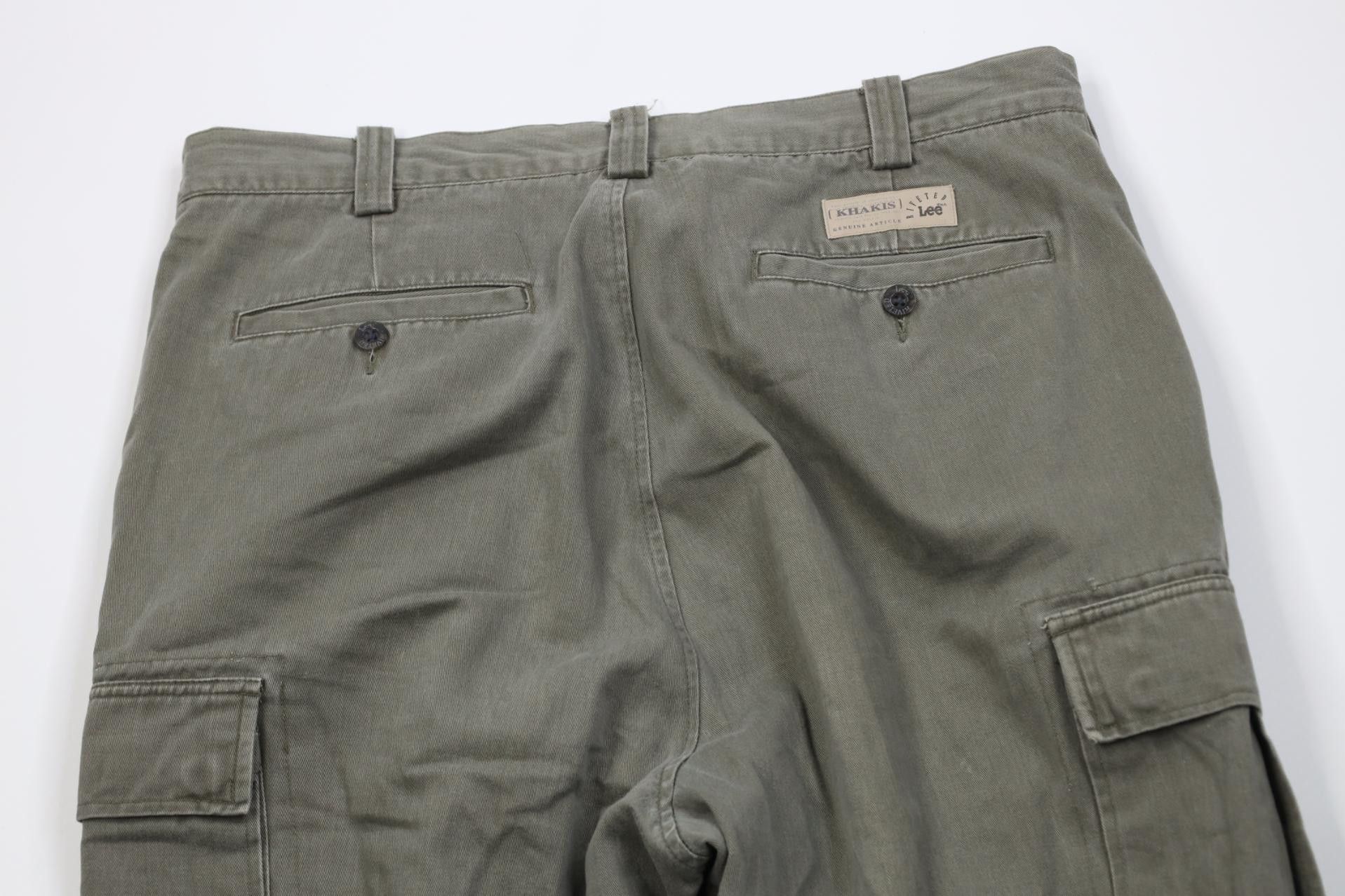 Lee Vintage 90s Y2K Lee Riveted Baggy Wide Leg Cargo Pants Green Size US 36 / EU 52 - 11 Thumbnail
