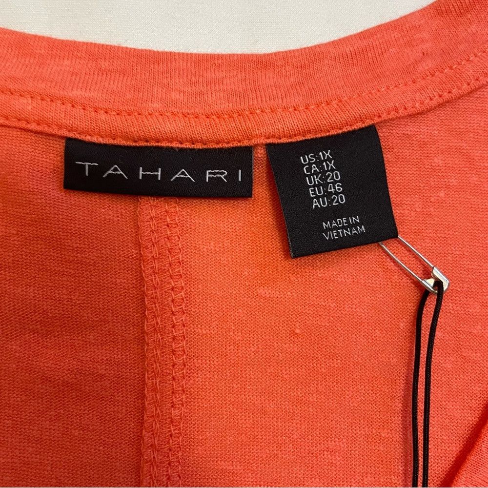 Elie Tahari NWT New Tahari Linen Blend V-Neck Orange Top Size 1X Size XL / US 12-14 / IT 48-50 - 6 Thumbnail