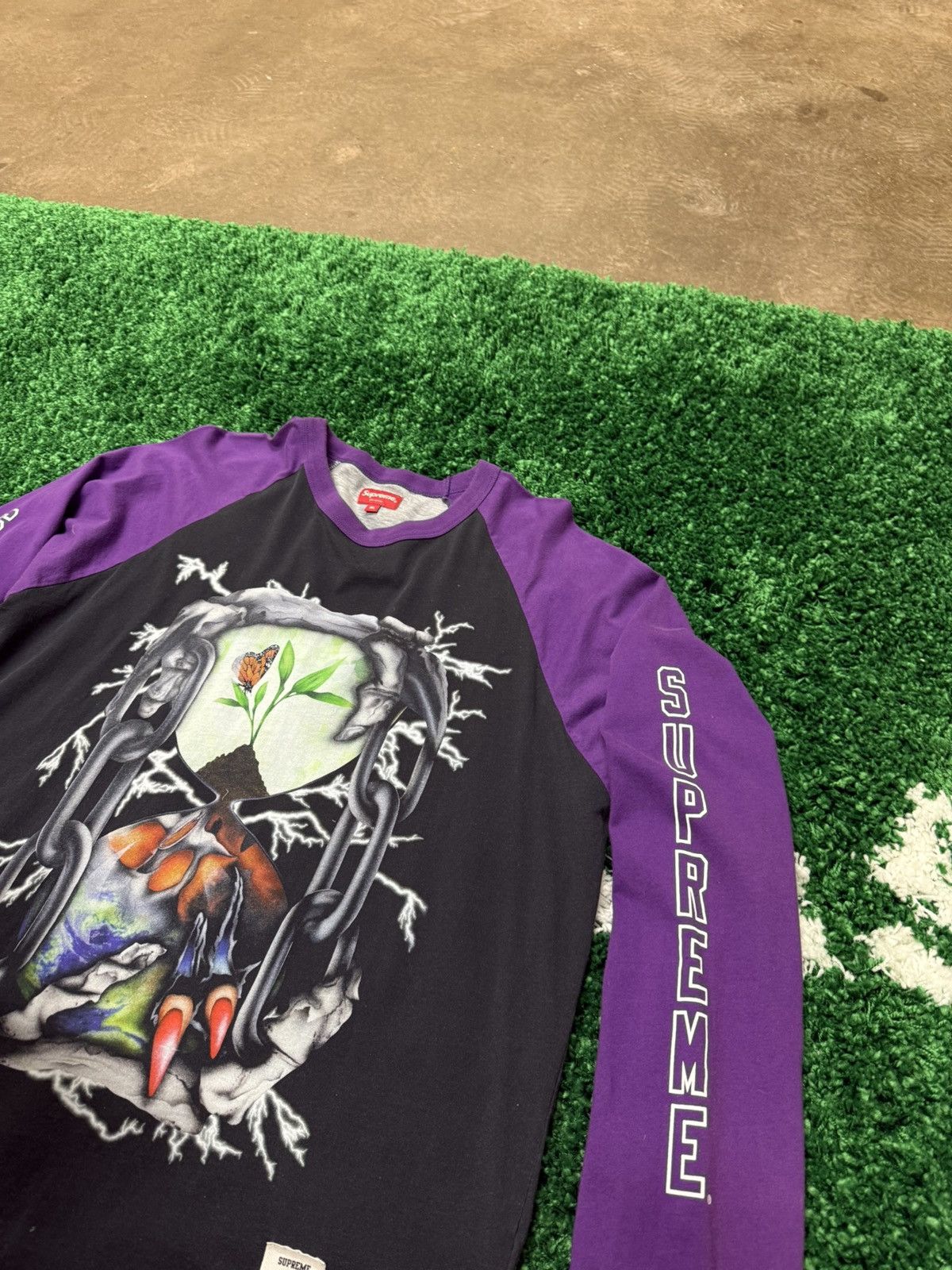 Supreme Supreme Hourglass Raglan Long Sleeve Top Sz. XL Black Purple Size US XL / EU 56 / 4 - 5 Thumbnail