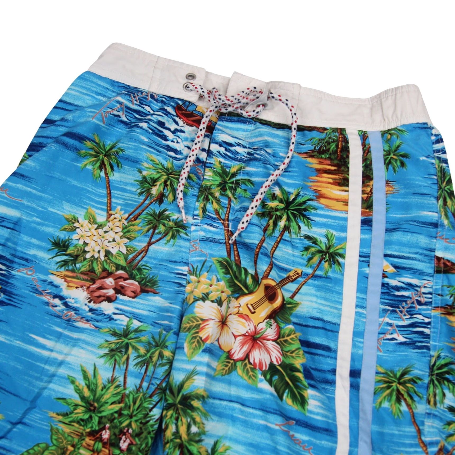 Tommy Hilfiger Tommy Hilfiger Mens Small Allover Tropical Print Swim Trunks Blue Size US 29 - 2 Thumbnail