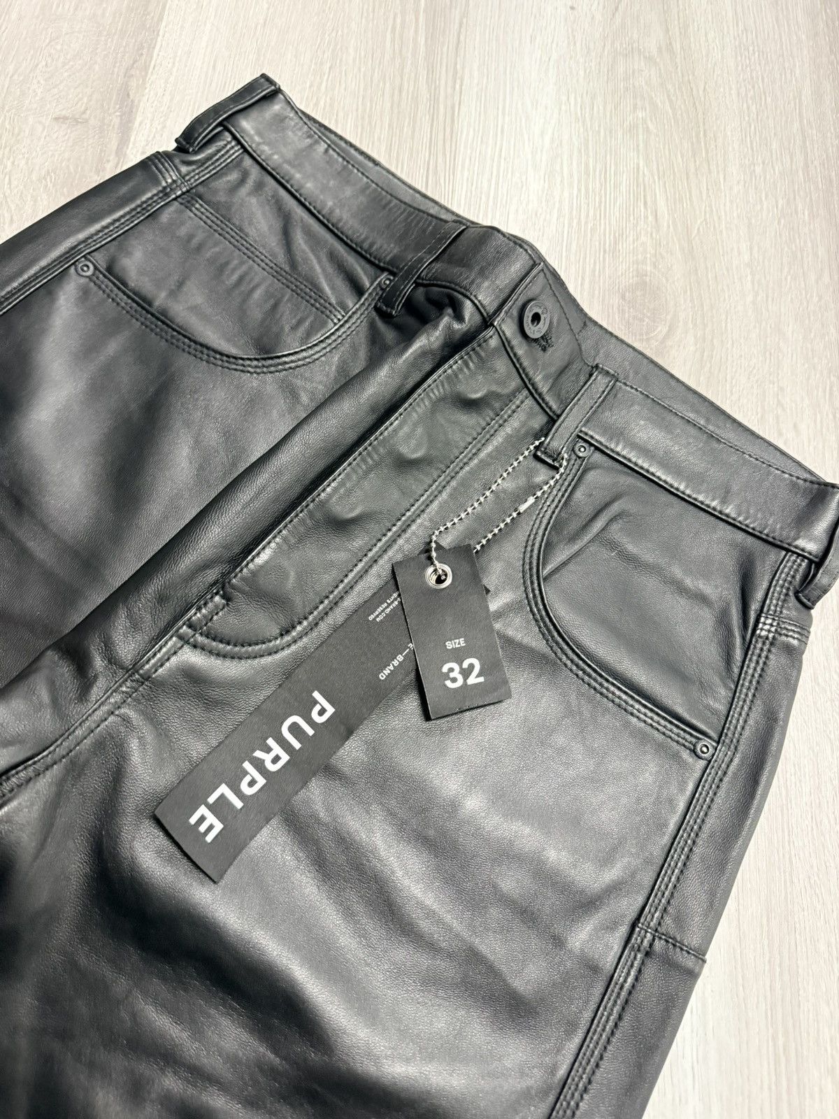Purple Brand Leather Black Purple Jeans Size US 32 / EU 48 - 2 Thumbnail