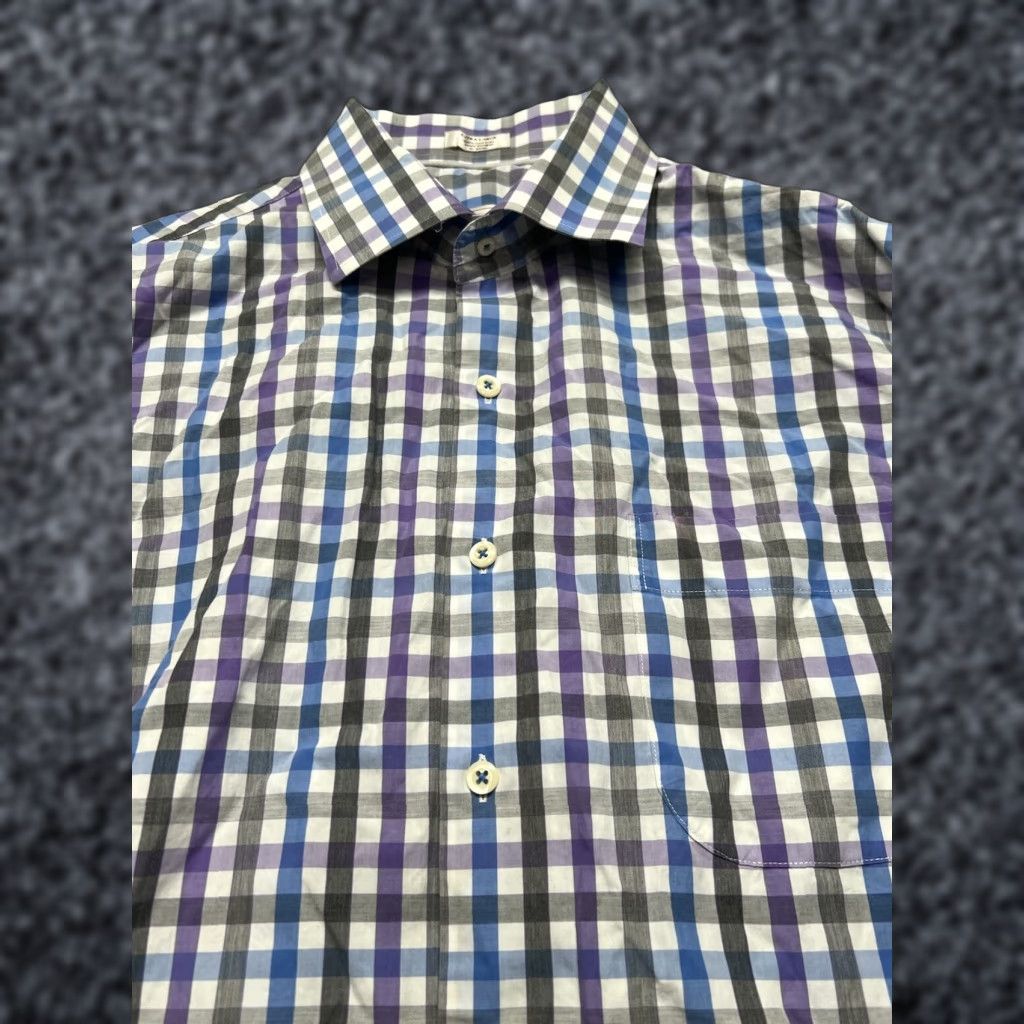 Peter Millar Peter Millar Button-Down Shirt Men's XL Blue Plaid Cotton Shirt Size US XL / EU 56 / 4 - 1 Thumbnail