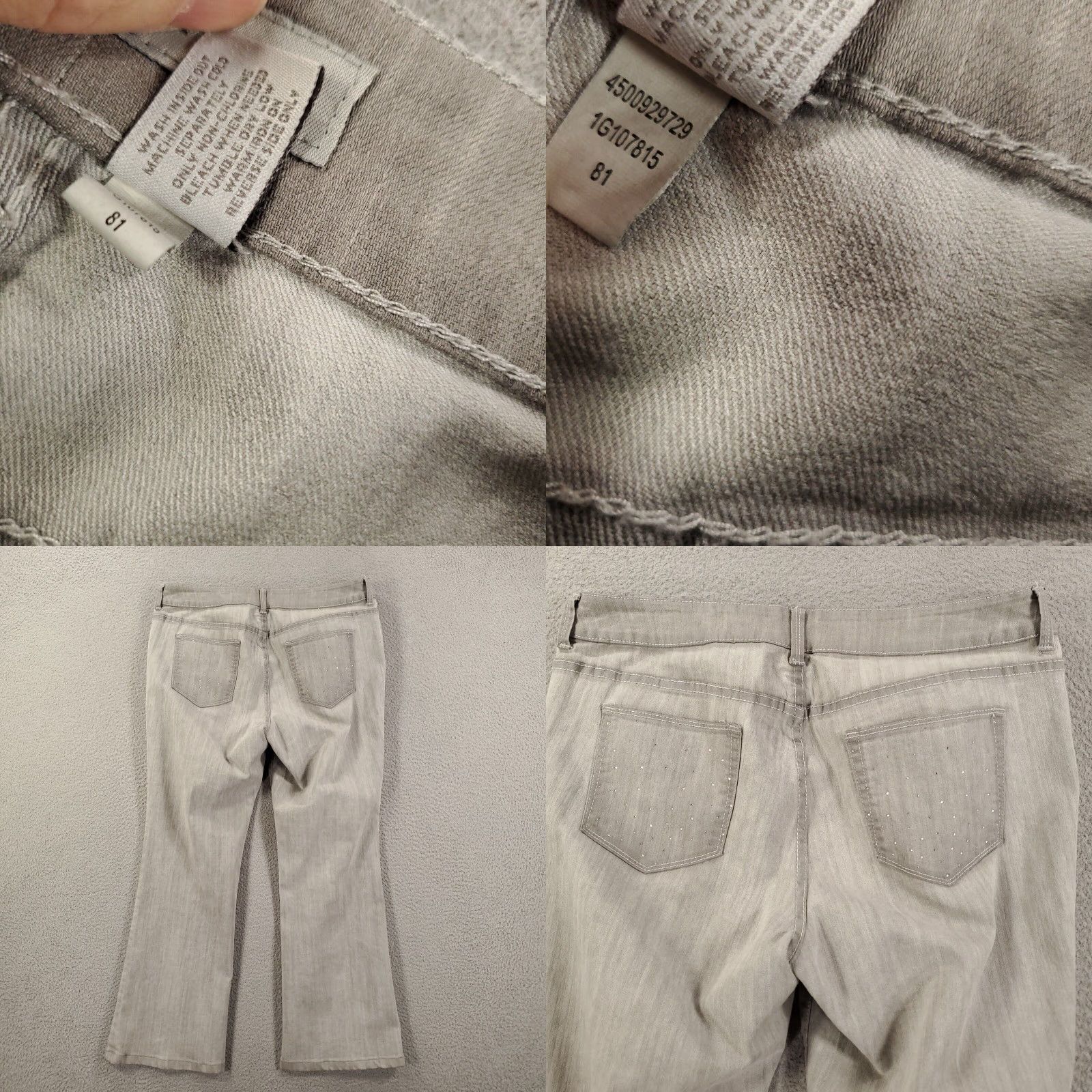 Vintage Chicos Jeans Womens 12 Large Embellished Rhinestones Allover Gray Platinum Size 36" / US 14 / IT 50 - 8 Thumbnail
