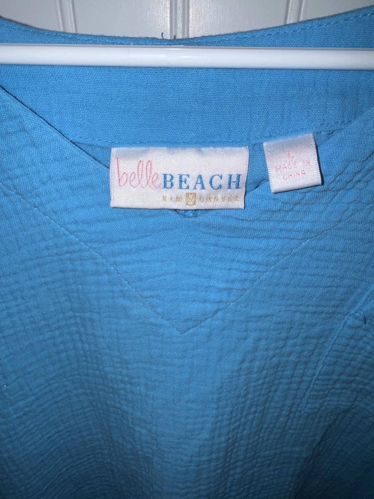 Other Belle Beach Blue Textured Short Sleeve Top Size L / US 10 / IT 46 - 3 Thumbnail