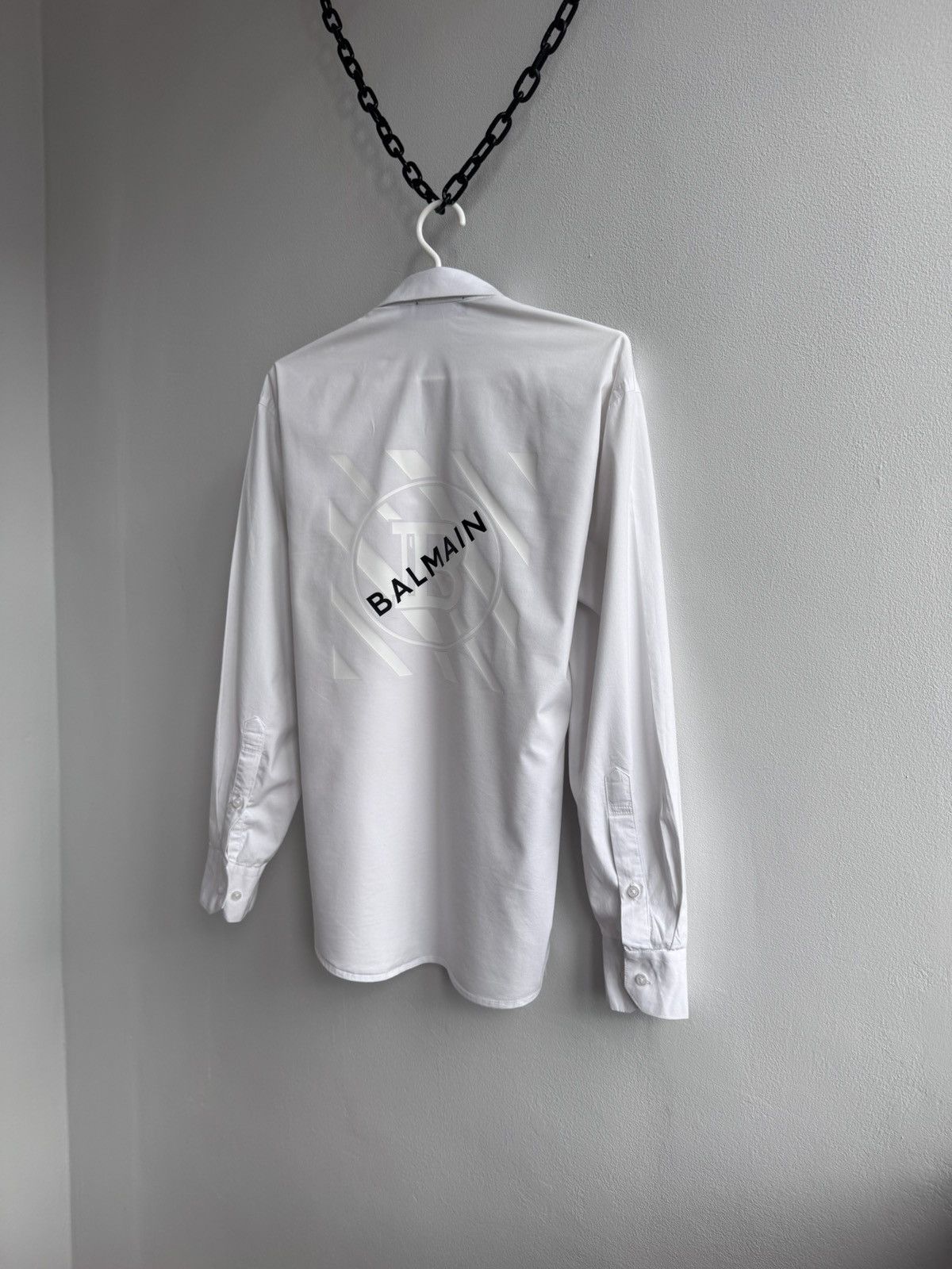 Balmain Balmain Paris White Button Up Shirt T Shirt Tee Big Logo Size US M / EU 48-50 / 2 - 15 Thumbnail