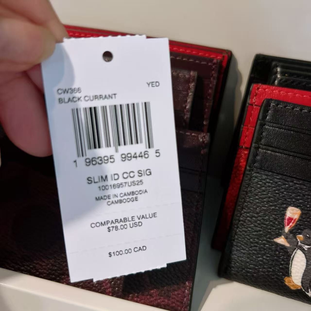 Coach Slim Id Card Case In Signature Canvas CW366 Black Currant Size ONE SIZE - 3 Thumbnail