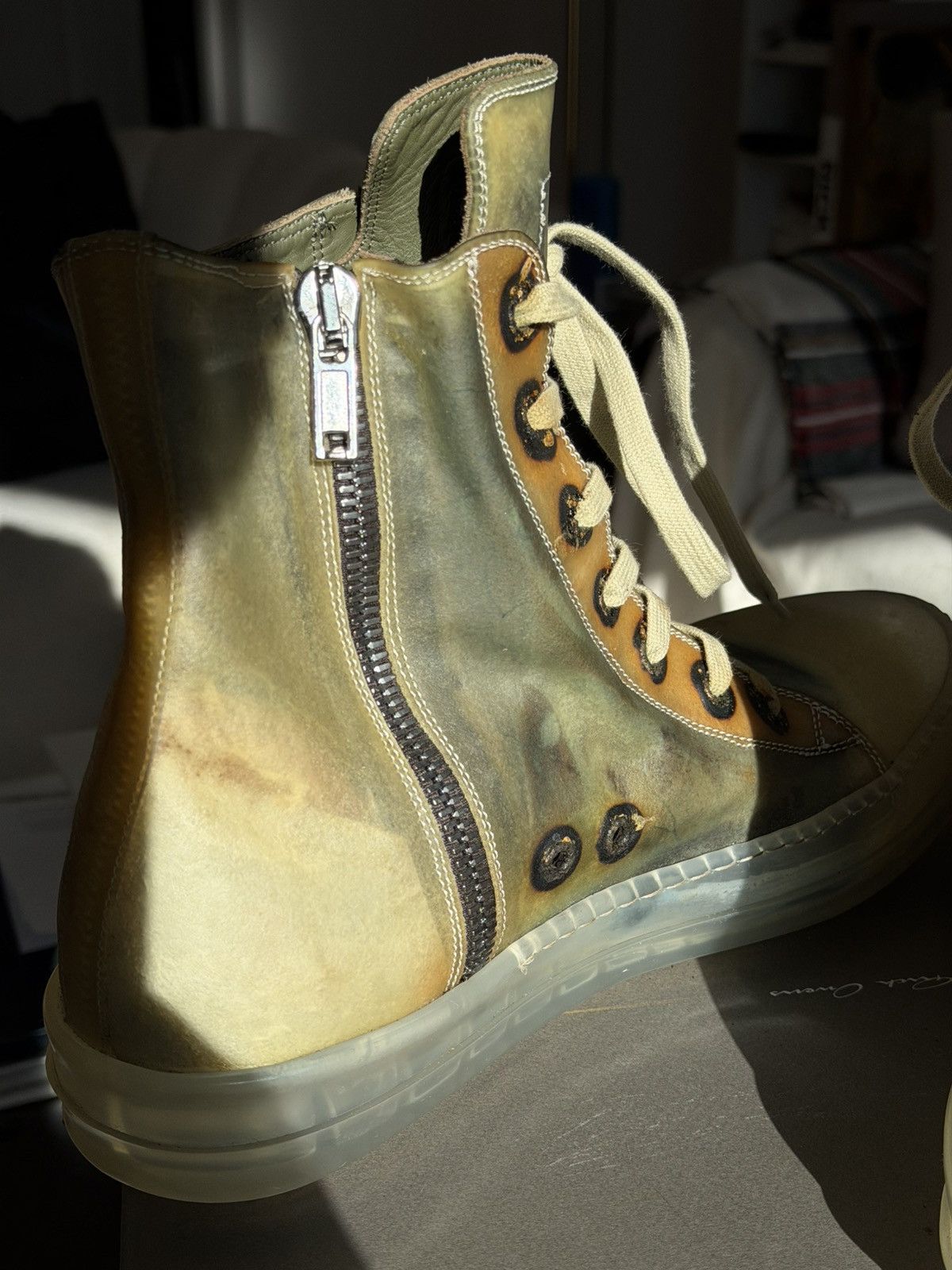 Rick Owens Rick Owens SS19 Babel No Cap High Top Transparent Leather Size US 12 / EU 45 - 12 Thumbnail