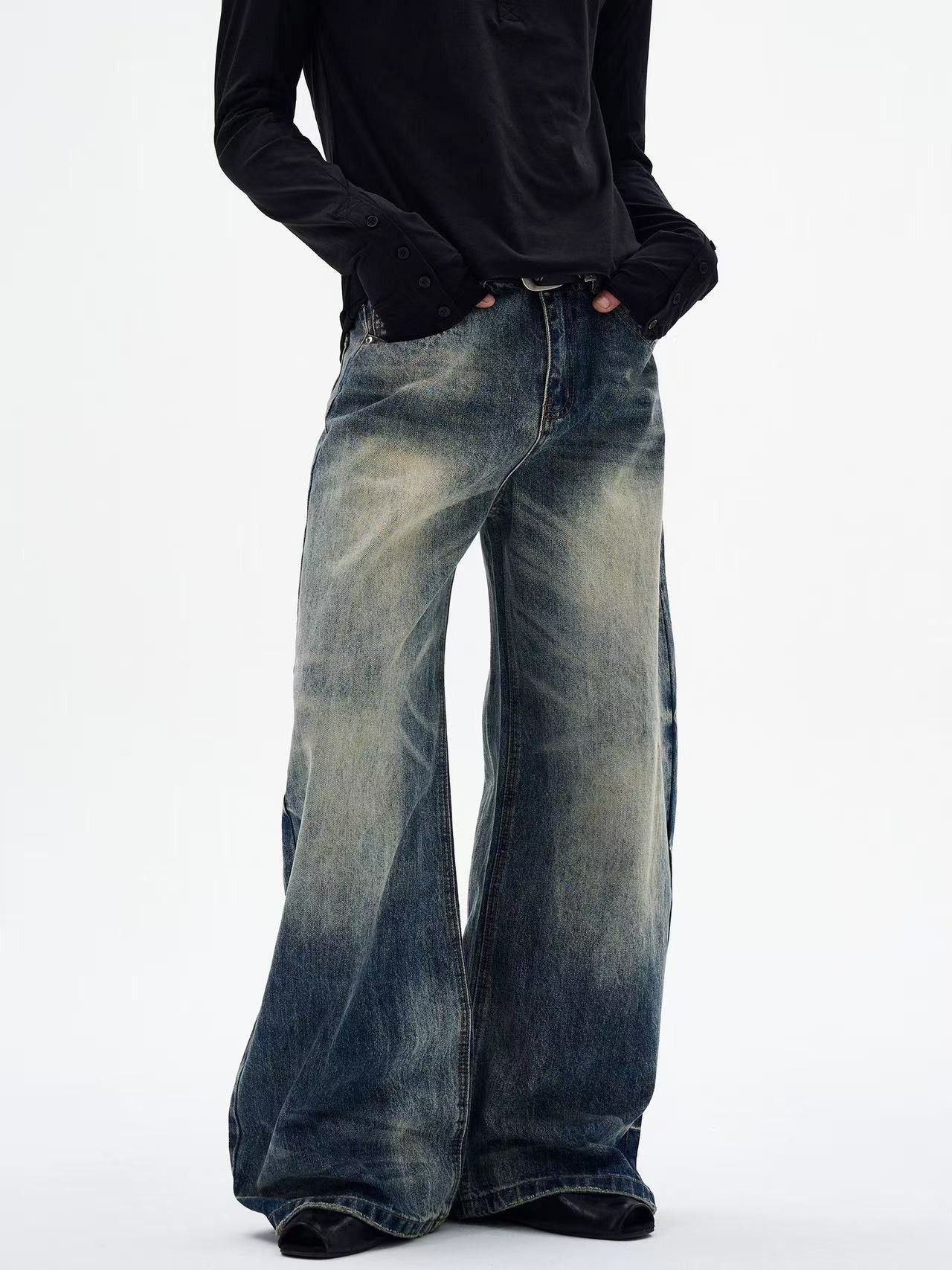 Vintage American retro washed whiskered cleanfit jeans for men Size US 32 / EU 48 - 3 Thumbnail