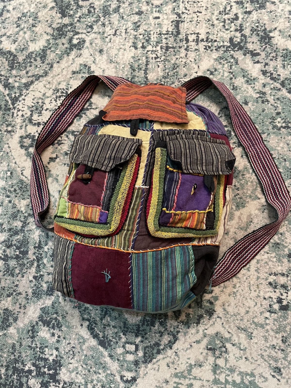 Handmade × Japanese Brand Sashiko Boro Hand Made Inspired Bag Size ONE SIZE - 4 Thumbnail