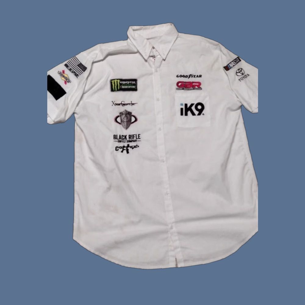 Monster Energy Shirt 2XL Men White Button-Up Motorcycle Vintage No