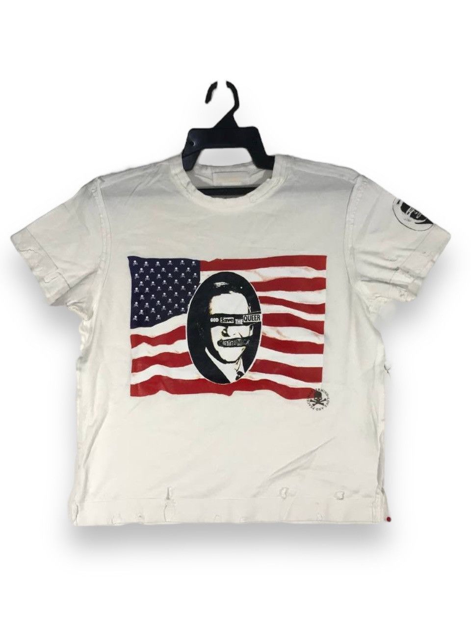 American flag god save queer punk distress design