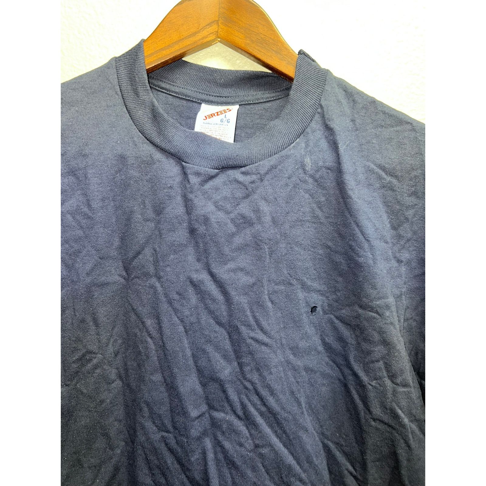 Jerzees 90s Vintage Dark Blue Blank Shirt Jerzees USA Made L Large Size US L / EU 52-54 / 3 - 2 Thumbnail
