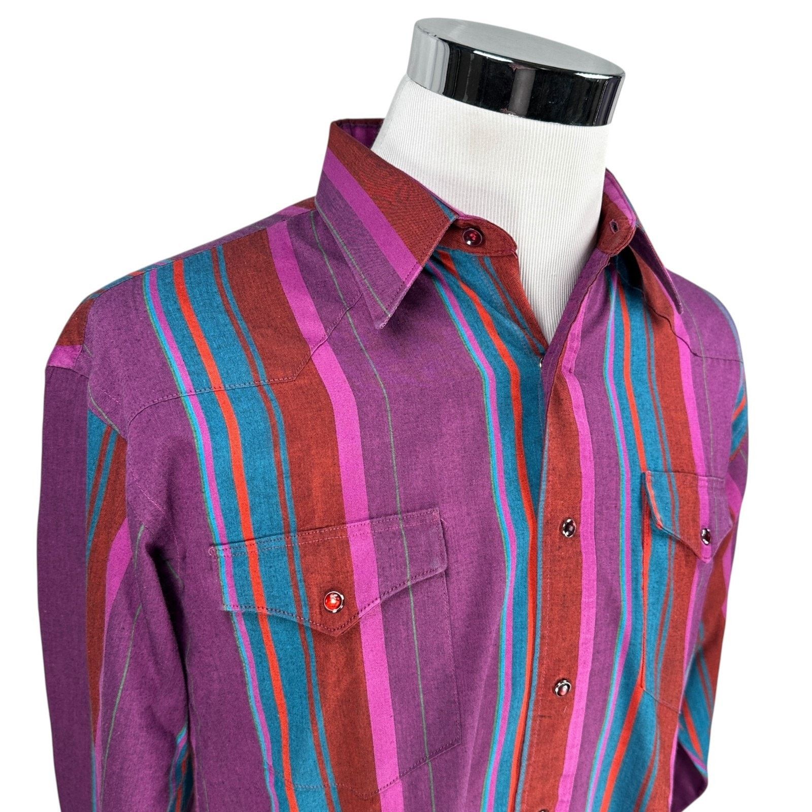 Wrangler Vintage Wrangler Western Shirt Men's 17 Purple Pink Blue Red Size US XL / EU 56 / 4 - 2 Thumbnail