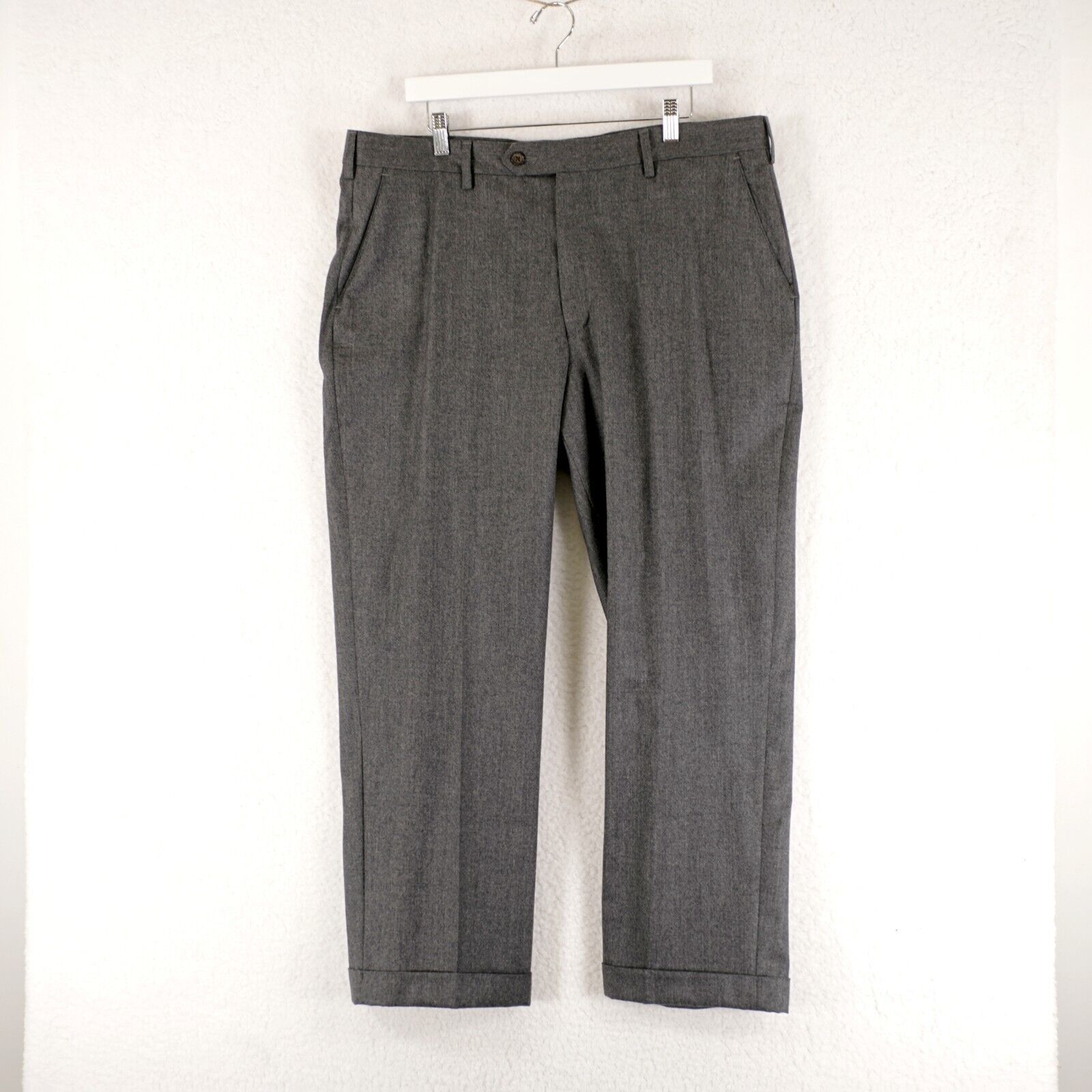 Berle Berle Flannel Wool Gray Flat Front Cuffed High Rise Lined Dr Size 40R - 1 Thumbnail