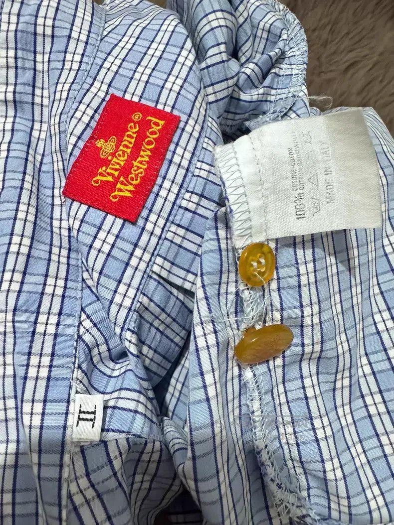 Vivienne Westwood Vivienne Westwood 90s Blue and White Plaid Shirt Size M / US 6-8 / IT 42-44 - 9 Thumbnail