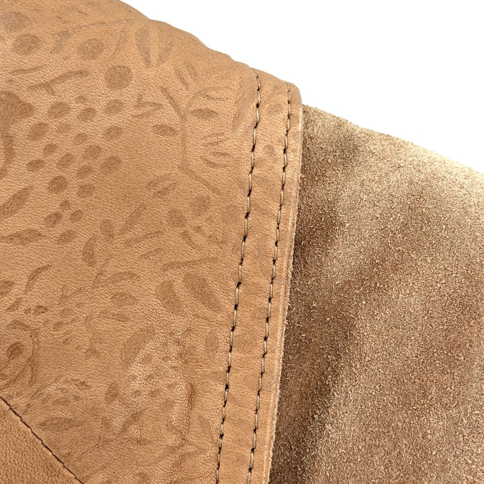 Vintage Vintage 80s Winlit Tan Genuine Leather Floral Suede Jacket Size L / US 10 / IT 46 - 3 Thumbnail