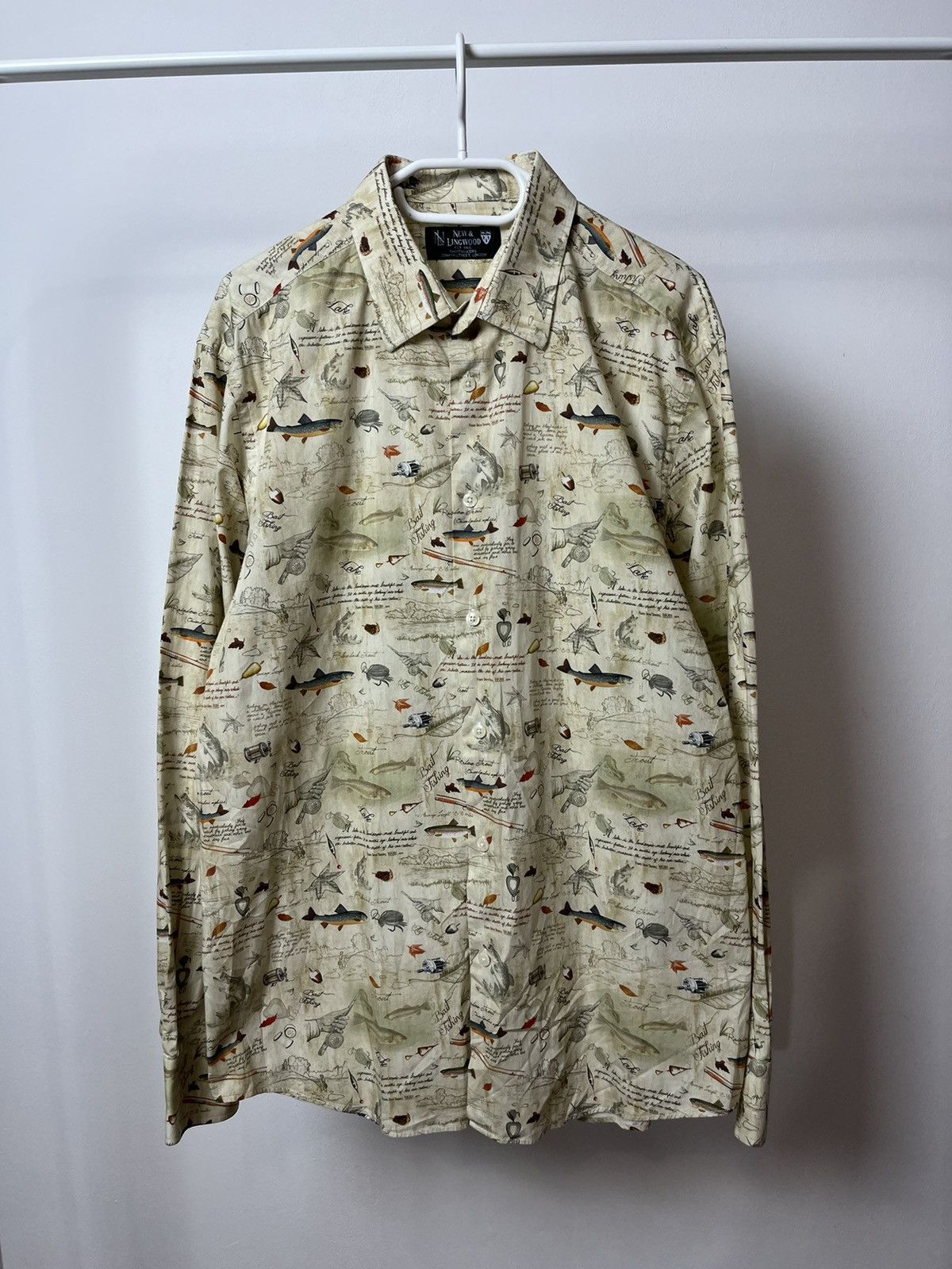 New & Lingwood New Lingwood Button Ups Overprint Fish Fishing Shirt Size US XL / EU 56 / 4 - 1 Thumbnail