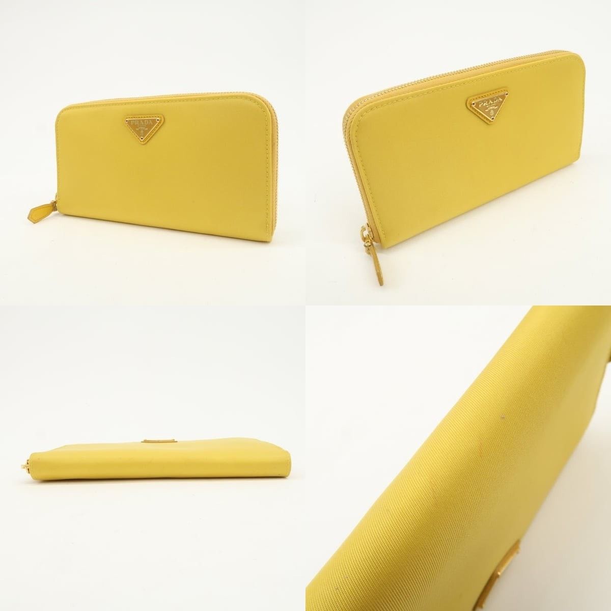 Prada Prada Triangle Logo Nylon Zippy Wallet Yellow Size ONE SIZE - 3 Thumbnail