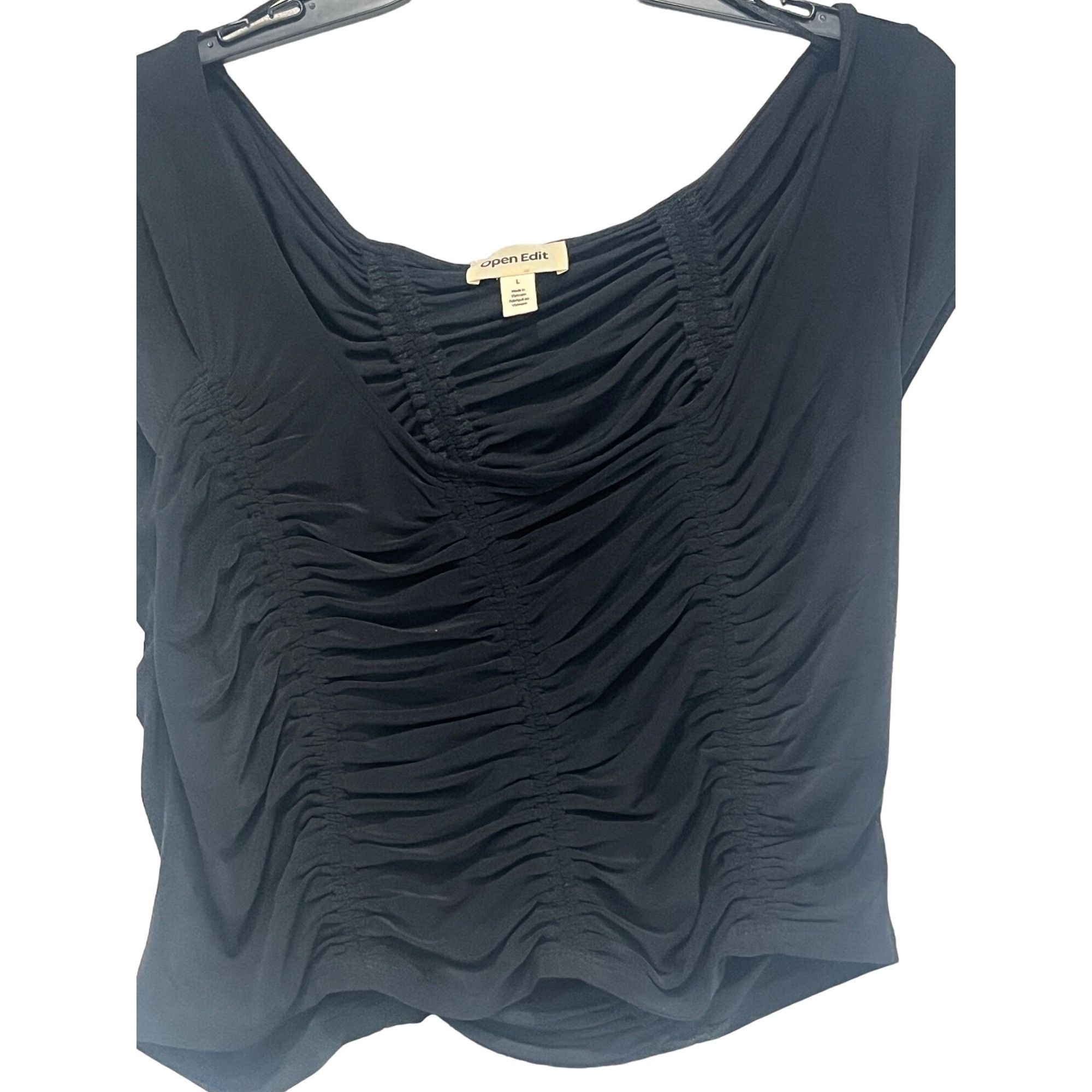 Other Open Edit Ruched Cup Sleeve Crop Top, Black, L Size L / US 10 / IT 46 - 3 Thumbnail