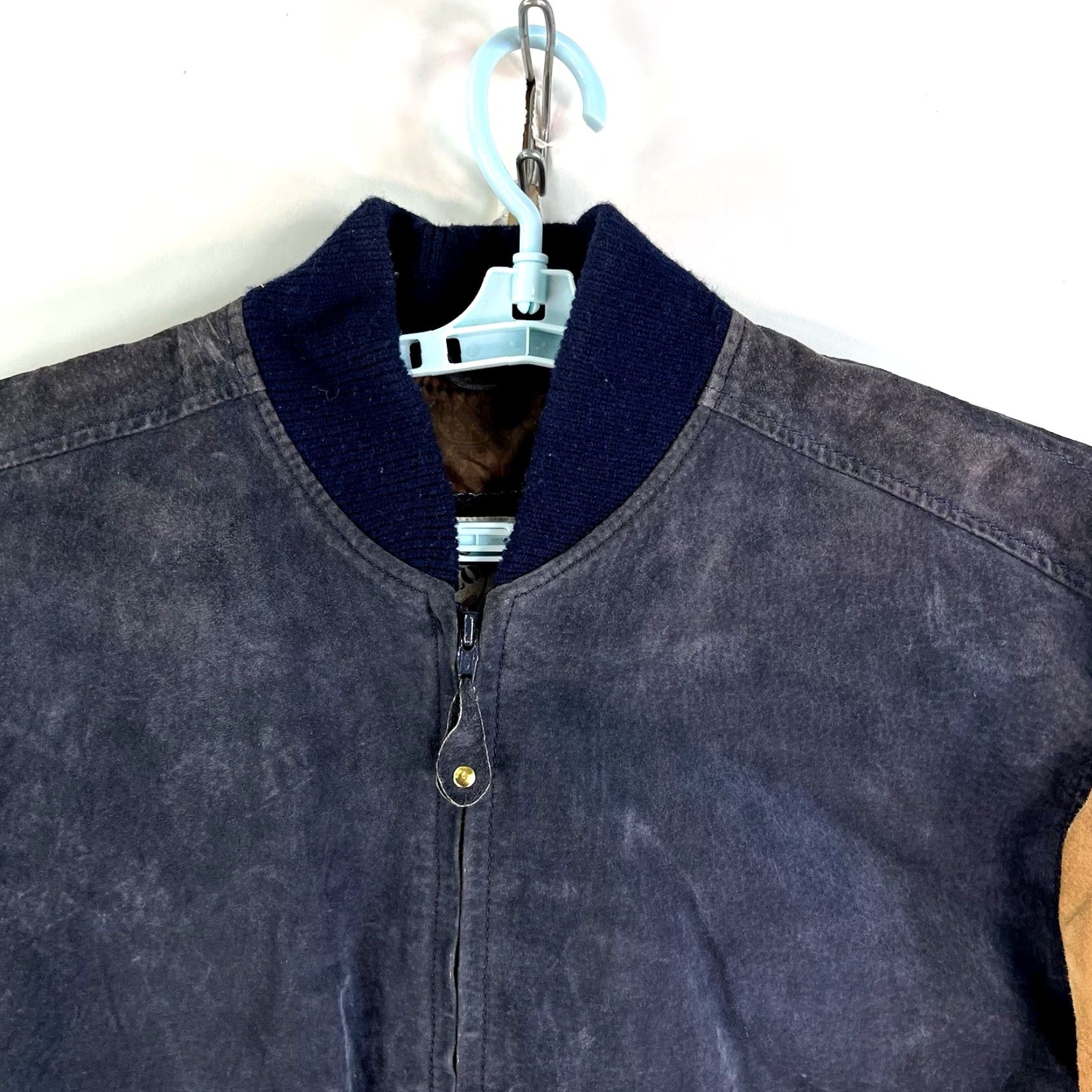 Vintage VINTAGE New Zealand Outback Leather Varsity Jacket Mens M Blue Tan Jacket Mid-Length Brown NZO Sports College Outdoor Baggy Fit Mens Size US M / EU 48-50 / 2 - 3 Thumbnail