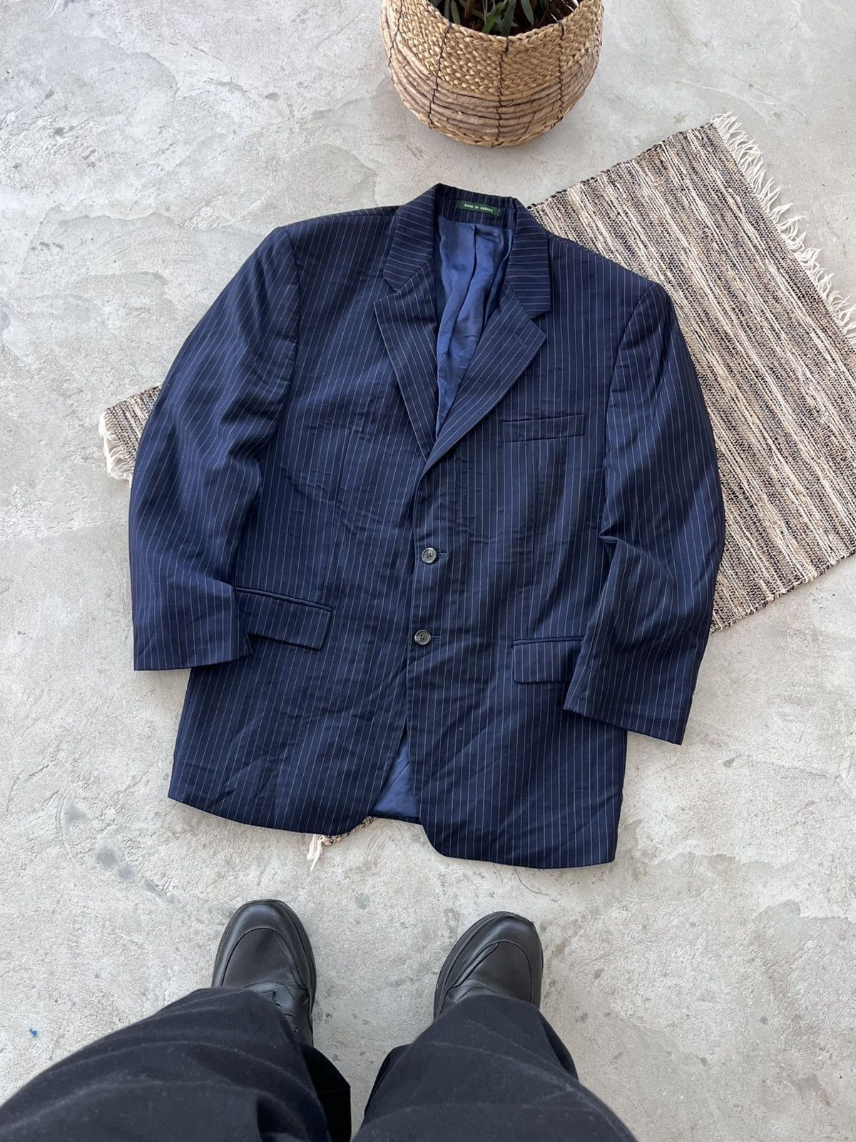 Polo Ralph Lauren Vintage Polo Ralph Lauren Navy Striped Blazer Avantgarde Y2K Size 44R - 1 Thumbnail
