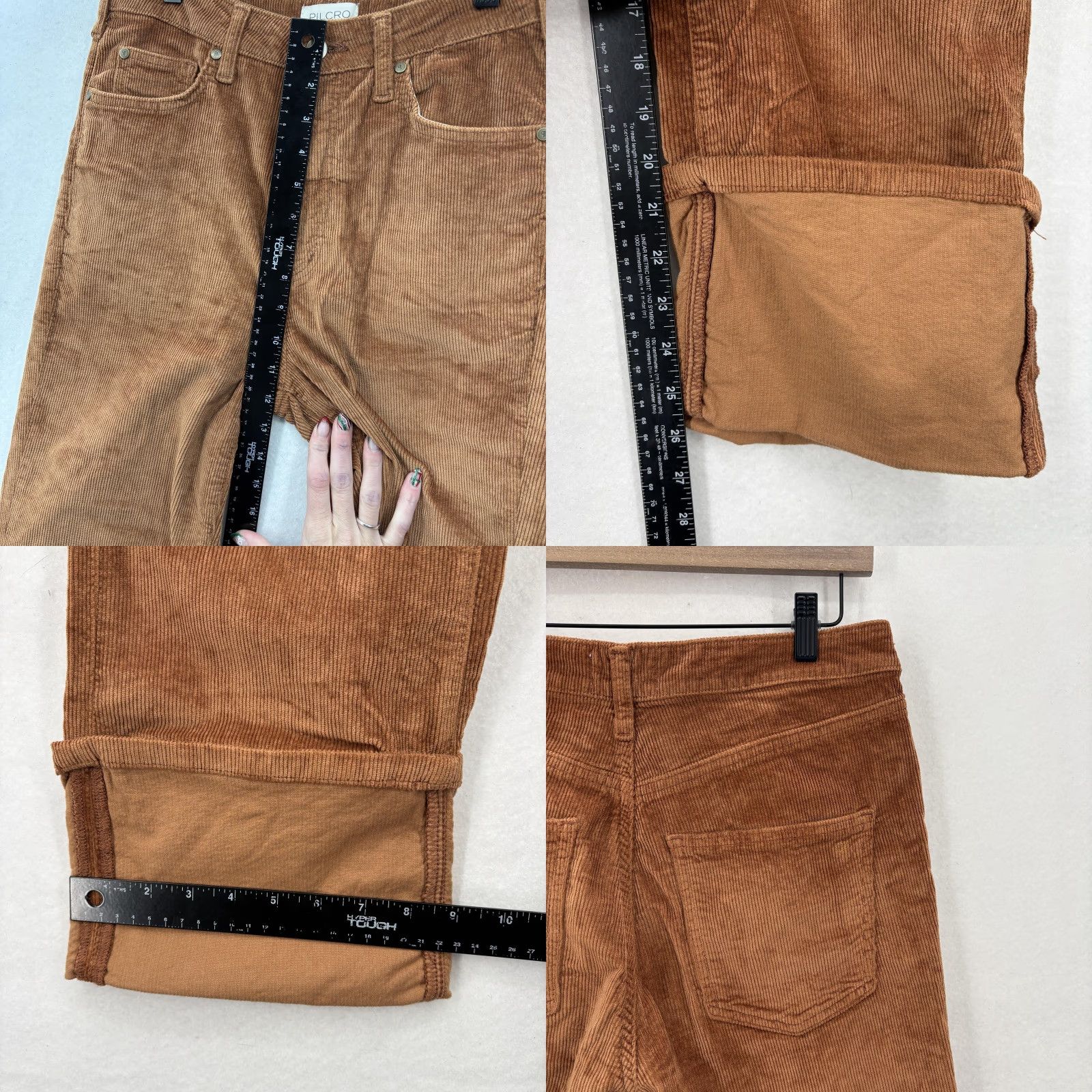 Vintage VINTAGE Pilcro Pants Womens 27 Brown Corduroy High Rise Straight Leg Stretch Crop Boho Size 27" / US 4 / IT 40 - 8 Thumbnail