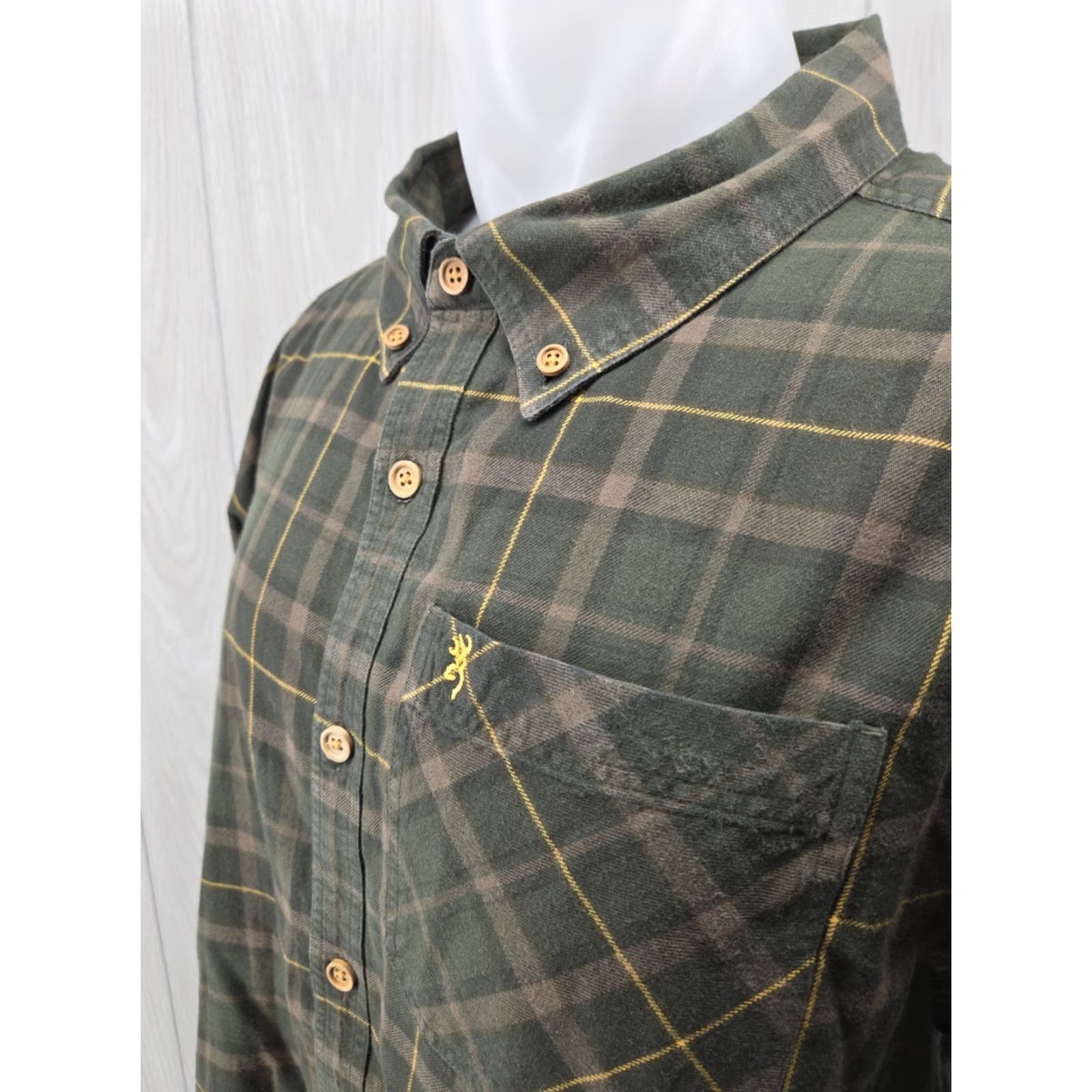 Vintage Browning Hunting Shirt Button-Down Plaid Green XL Mens Button Up Collared Long Sleeve Size US XL / EU 56 / 4 - 5 Thumbnail